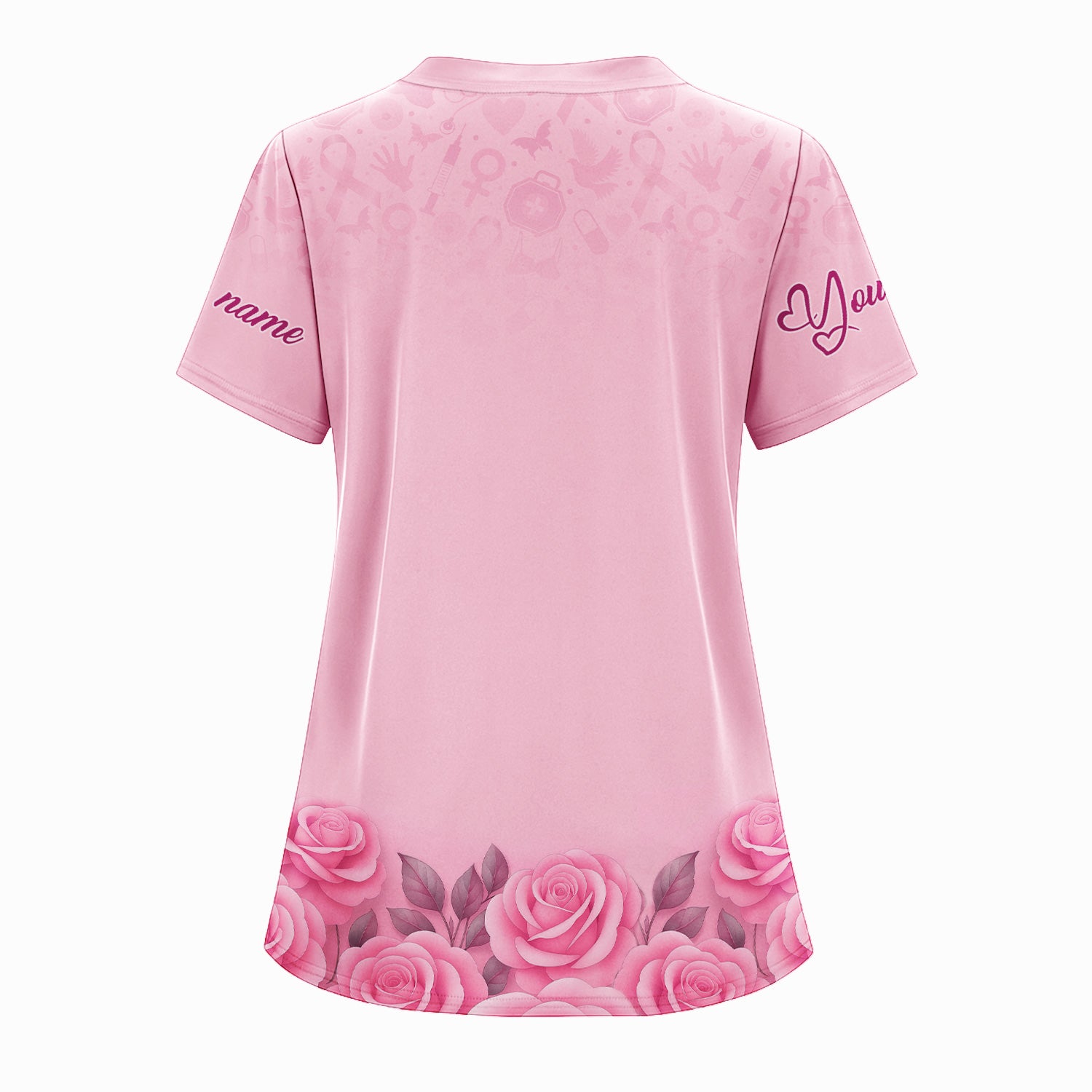 Personalized Breast Cancer Fighter Shirt - Pink Boxing Gloves & Rose Floral Design - Gift for RN LPN CNA