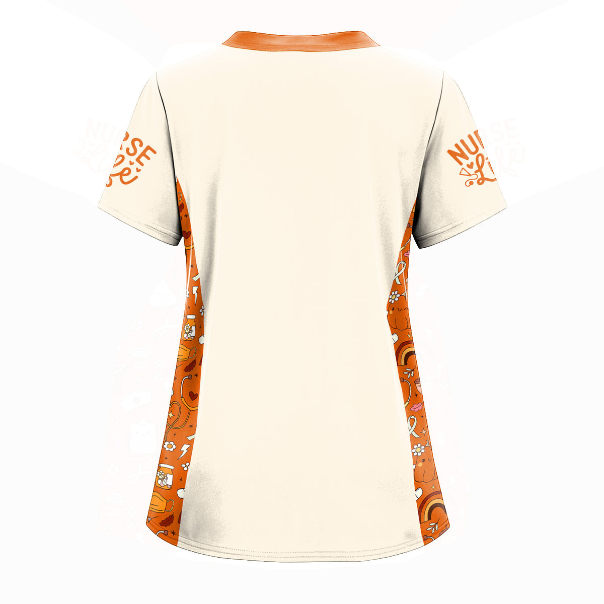 Thankful Grateful Blessed Nurse Scrub Top - Fall Pumpkin Thanksgiving Shirt - Personalized Autumn Gift for Women RN CNA LPN