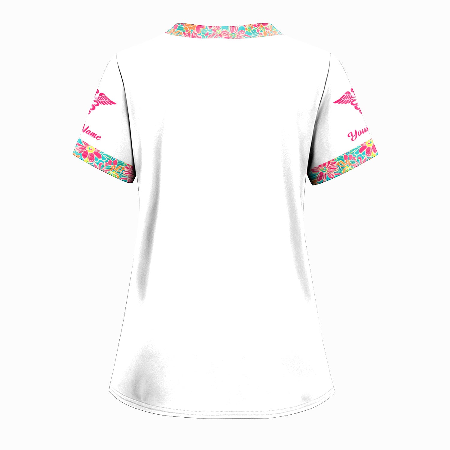 Custom Name Floral Bow Nurse Life Shirt - Cute Stethoscope Design with Heartbeat Graphic - Gift for RN LPN CNA Medical Staff
