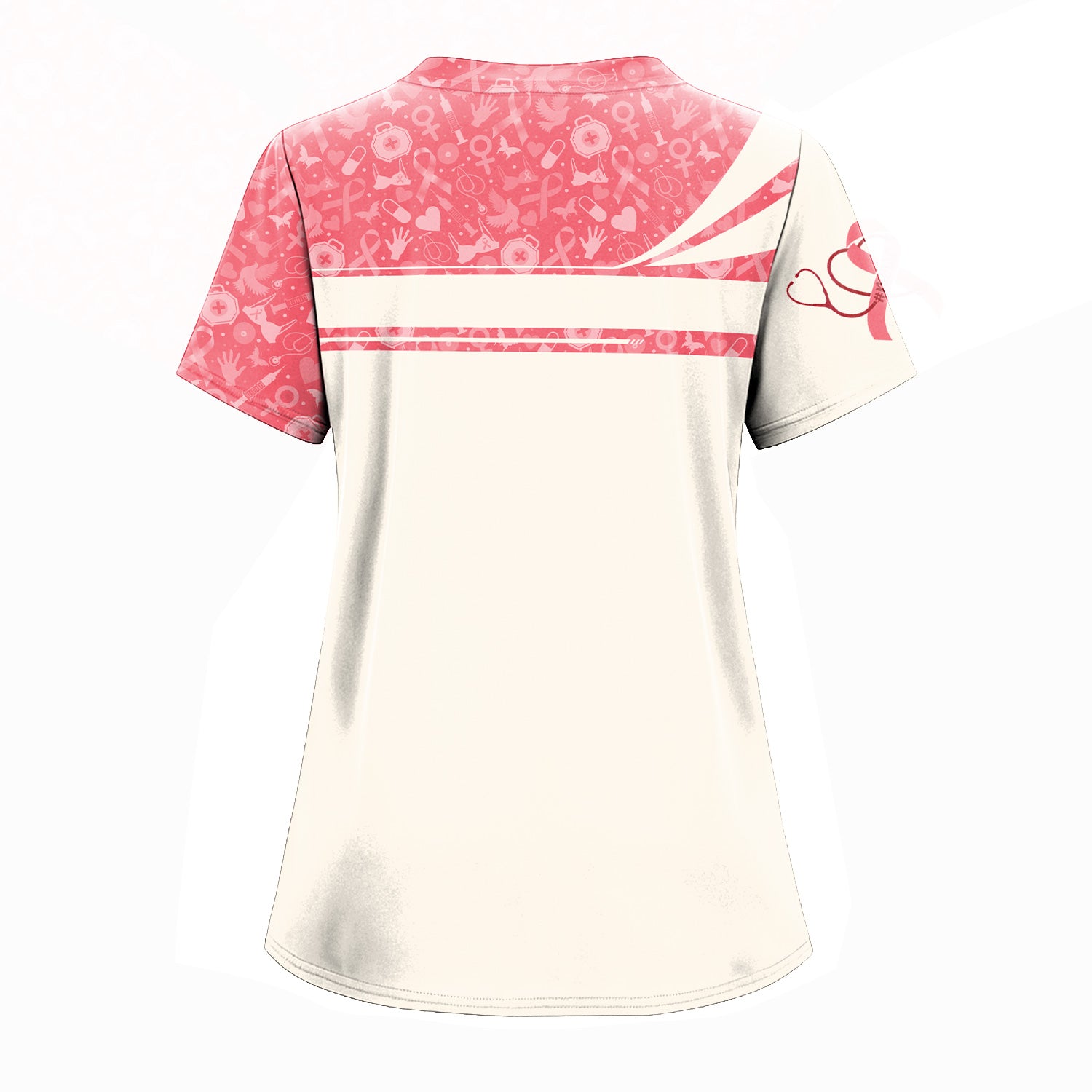 Personalized In October We Wear Pink Shirt - Breast Cancer Awareness Scrub Top - Cute Nurse Uniform Tee with Custom Name