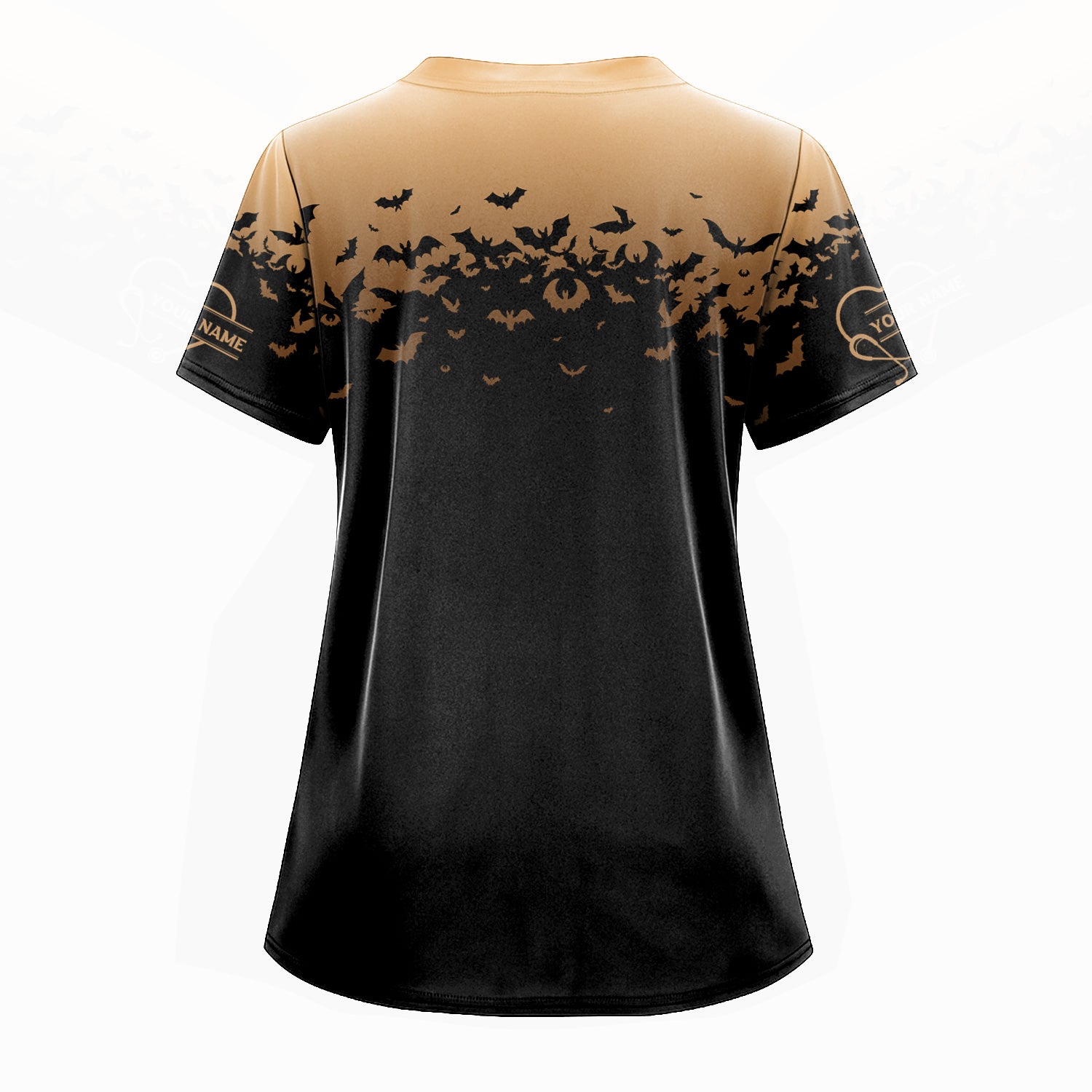 Custom Name Funny Batnurse Scrub Top - I'm the Nightshift RN LPN CNA Uniform - Halloween Gift for Healthcare Workers Nightshift Nurses