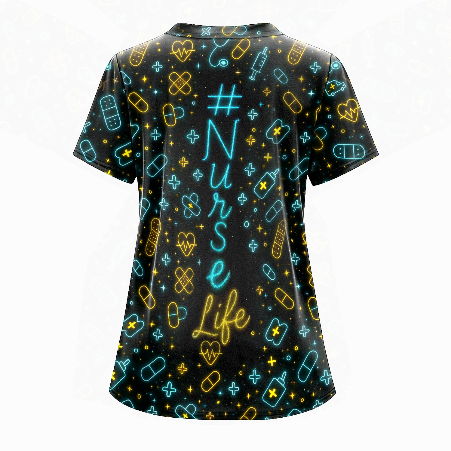 Personalized Nurse Scrub Shirt - Custom RN CNA LPN Uniform Top with Funny or Faith Design - Unique Gift for Healthcare Workers