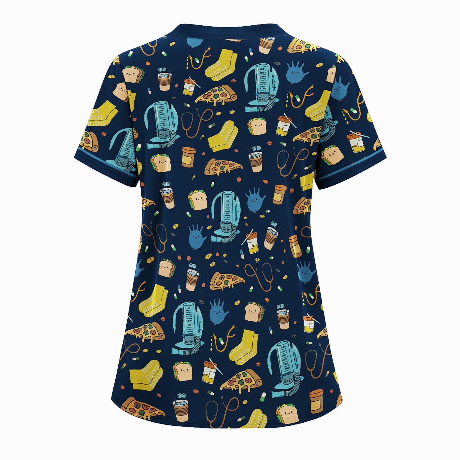 Funny Nurse Shirt with Medical Icons - Cute Cartoon Graphic Tee for Women - Gift for RN, CNA, Healthcare Worker