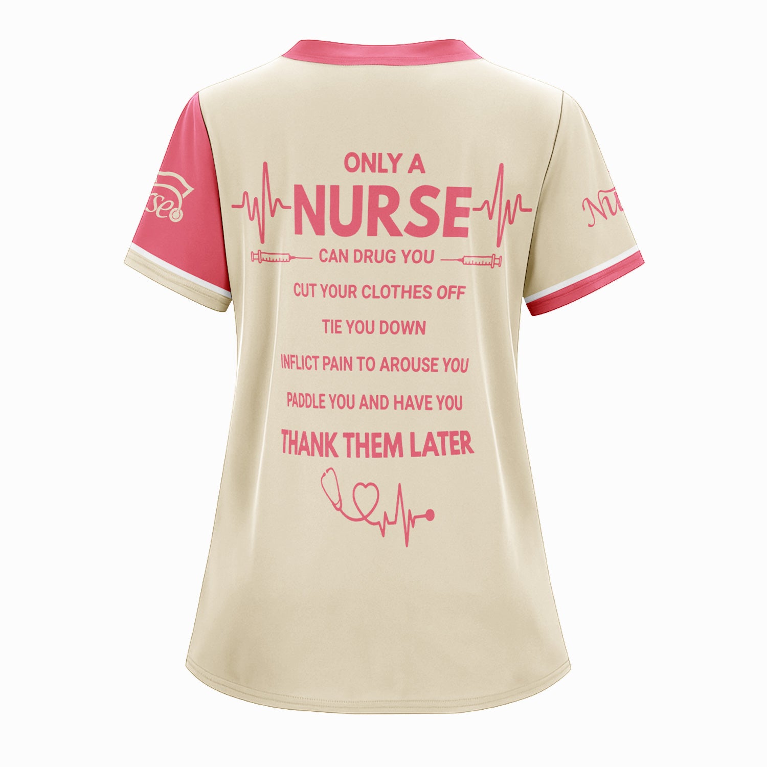 Personalized Nurse Shirt for Women - Pink Floral Stethoscope Design - Custom Name Gift for RN, CNA, LPN