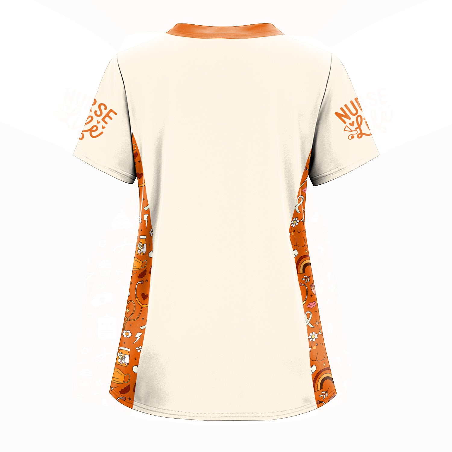 Fall Nurse Scrub Shirt with Pumpkin Design - Thankful Grateful Blessed Quote - Custom Autumn Gift for Women RN CNA LPN