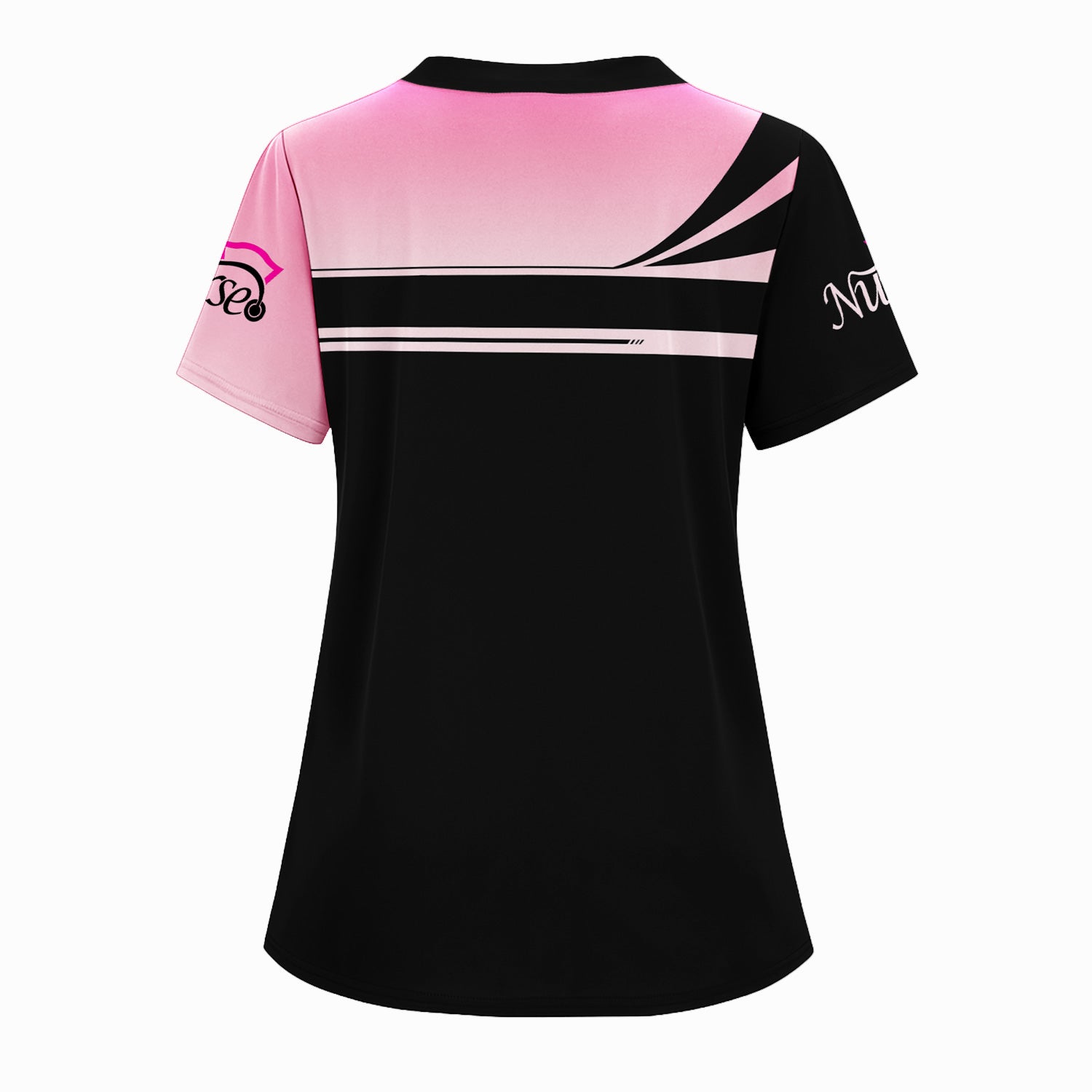 Personalized Breast Cancer Awareness Scrub Top - I Wear Pink For My Wife - RN LPN CNA Healthcare Workers Gift