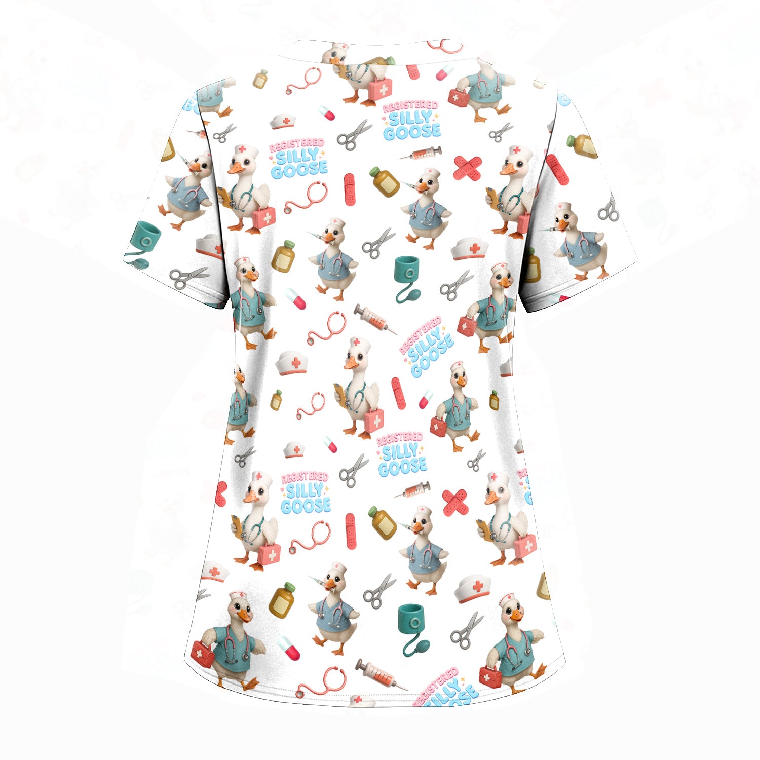 Funny Goose Nurse Scrubs for Women - Registered Silly Goose Top - Cute Medical Uniform for RN CNA LPN