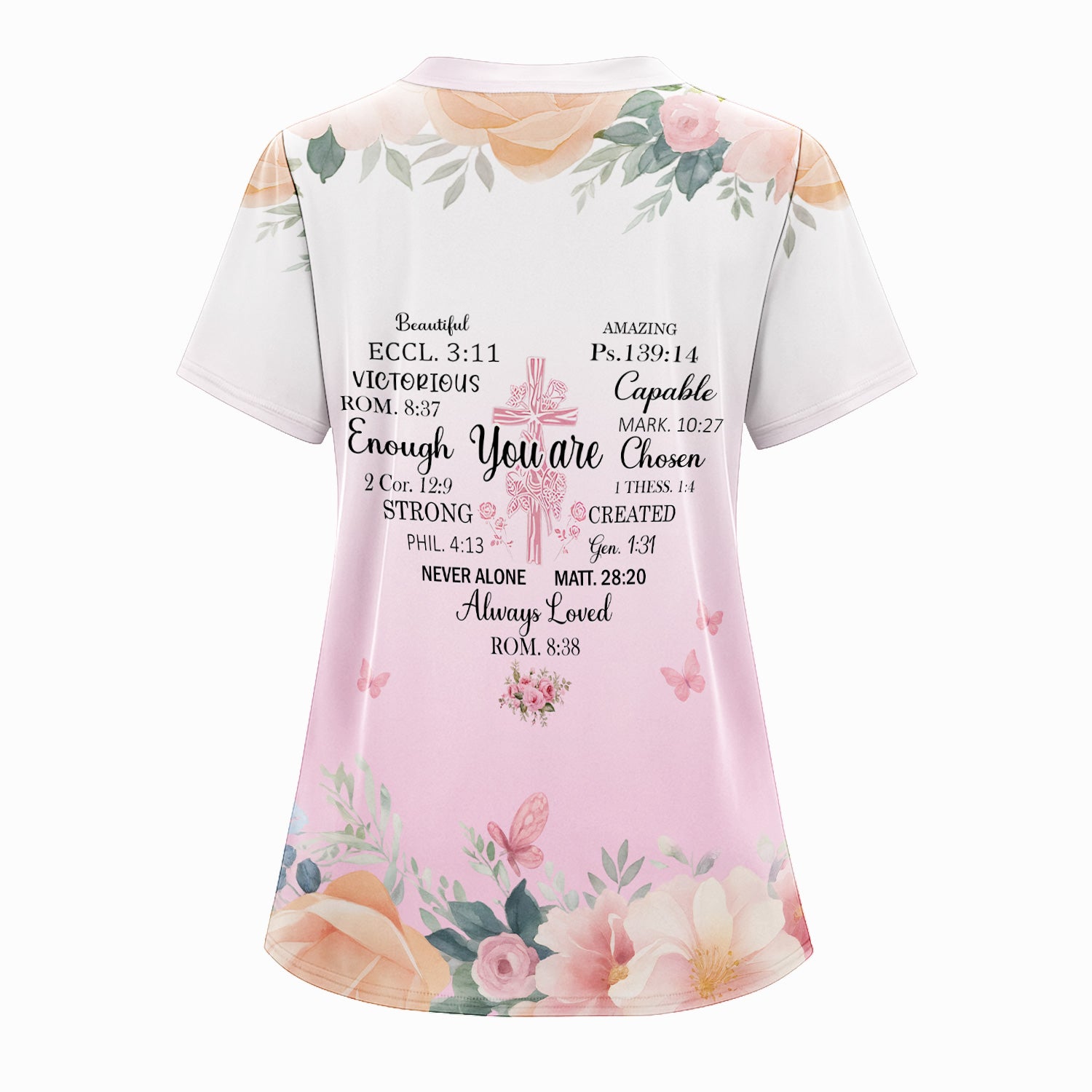 Christian Inspirational Floral Shirt - Inspirational Bible Verse Apparel - Gift for RN LPN CNA Healthcare Staff