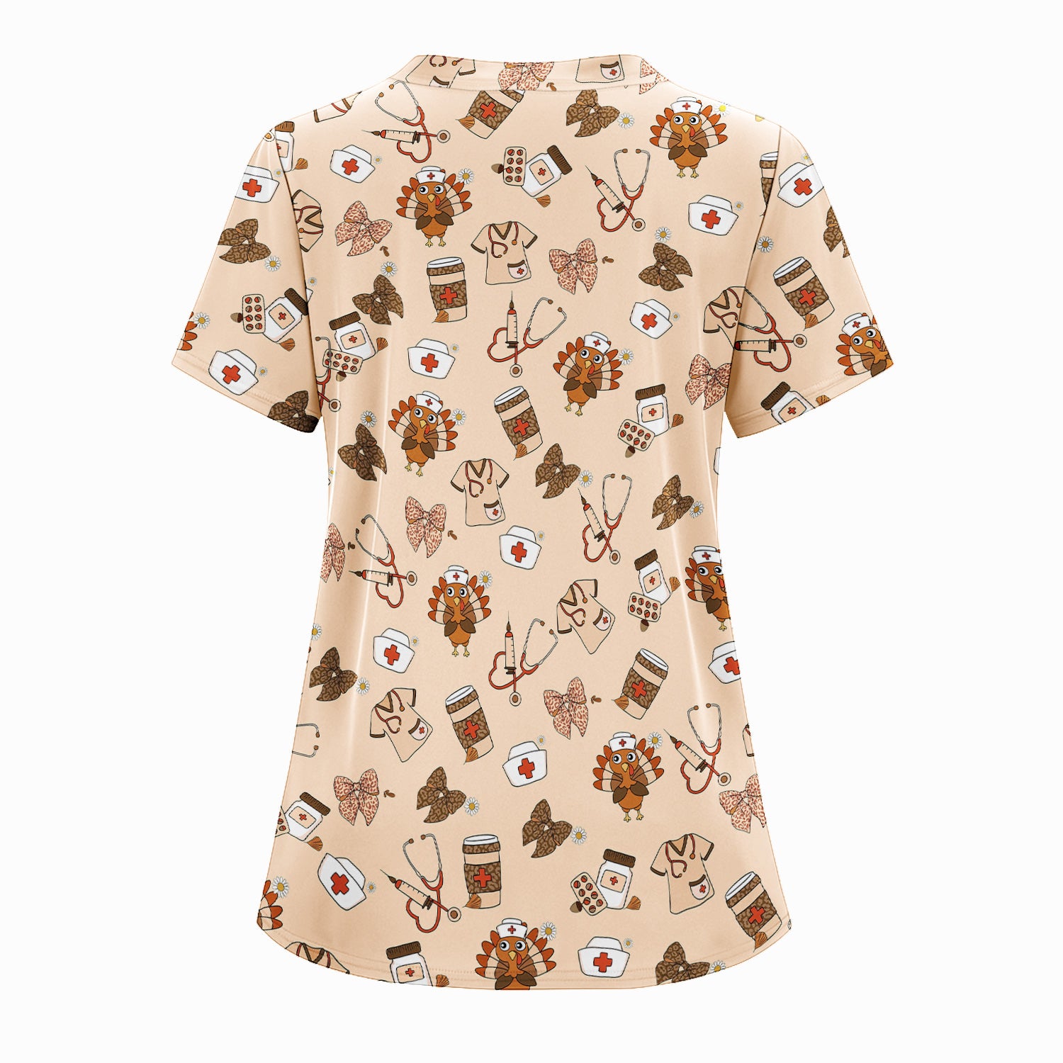 Funny Nurse Thanksgiving Scrub - Turkey & Stethoscope Medical Design - Gift for RN LPN Healthcare Workers