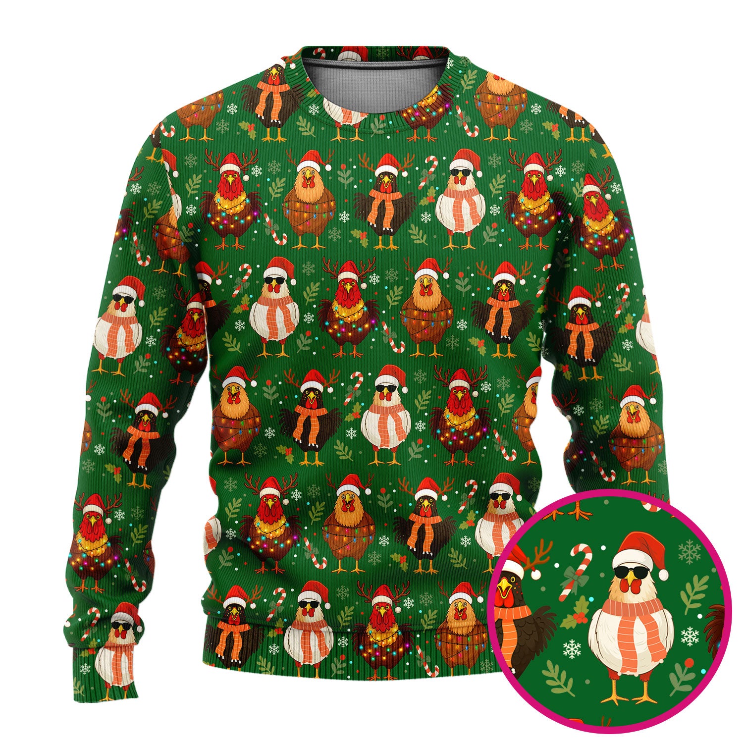 Funny Chicken Scrubs for Women - Christmas Pattern Scrub Top & Pants - Christmas Scrubs with Adorable Design
