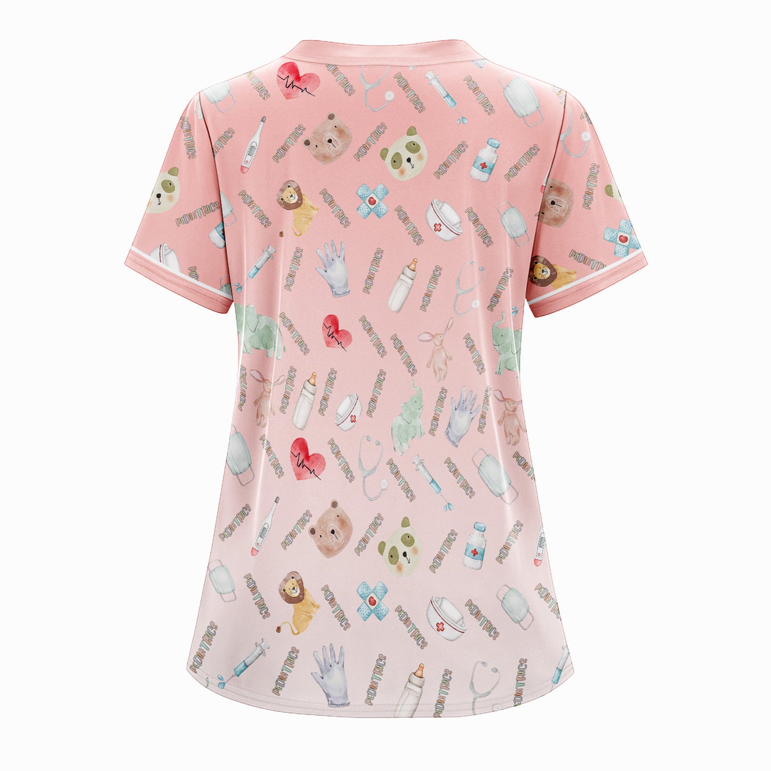 Adorable Pediatric Medical Scrub - Medical Uniform Top with Animal & Heart Icons - Gift for RN, CNA, LPN, Healthcare Worker