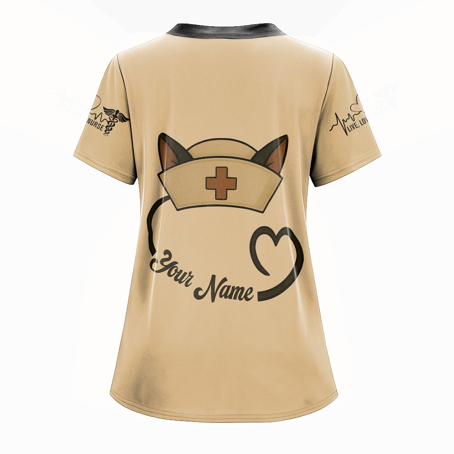 Funny Personalized Nurse Scrub Top - Grumpy Cat Holding Syringe Coffee & Pills - Do You Think A Sane Person Would Do This Job - Custom Gift for RN LPN CNA Women