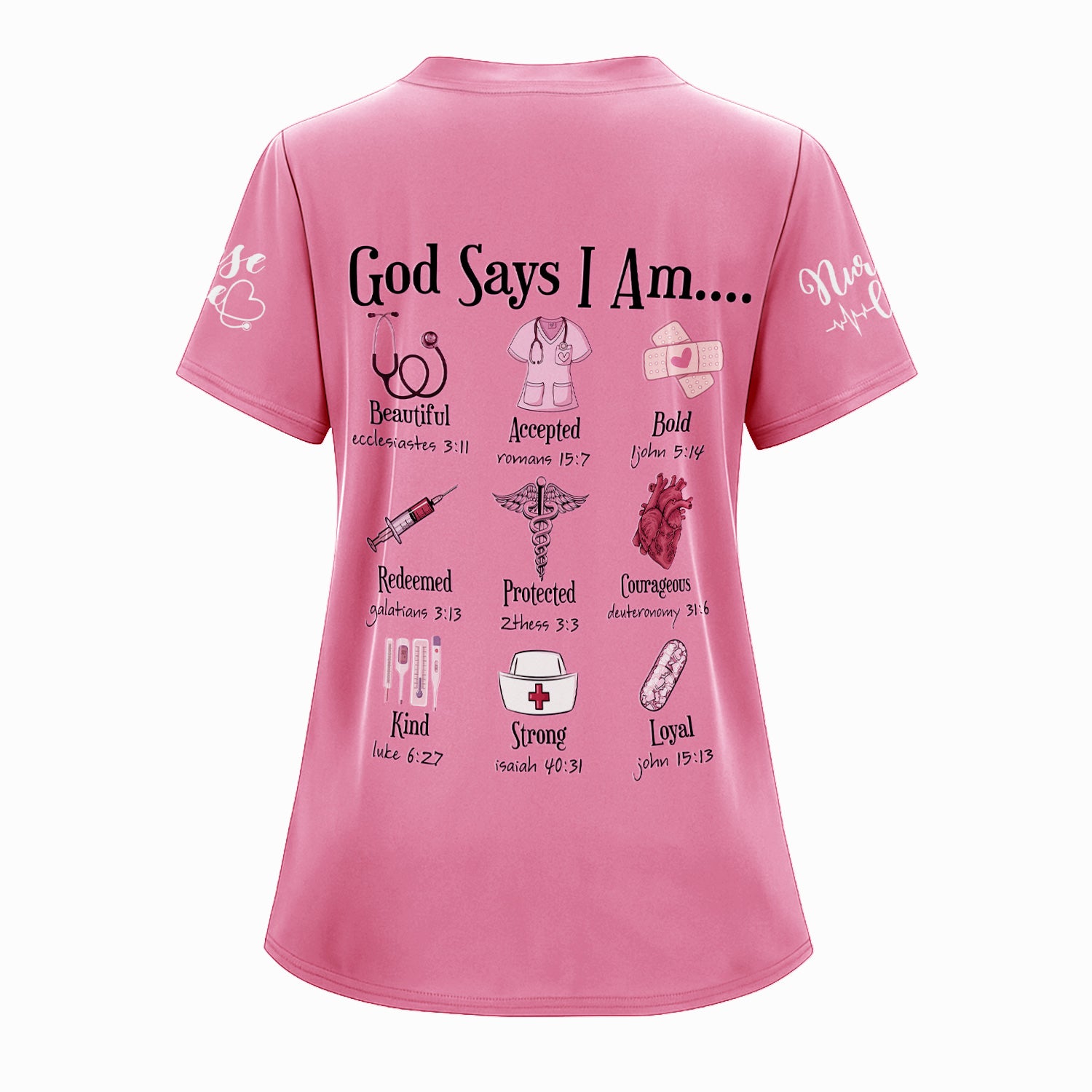 Personalized Christian Nurse T-Shirt - Jesus on the Cross Faith Graphic Tee - Gift for RN LPN CNA Healthcare Professionals