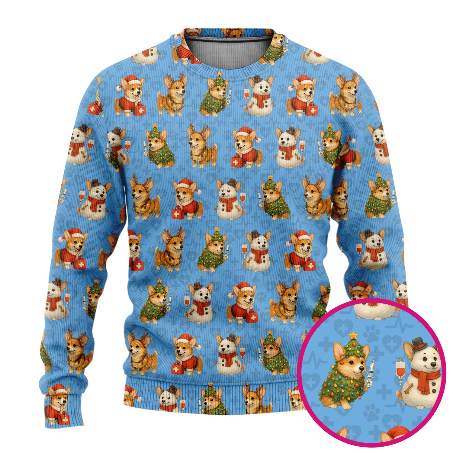 Corgi Christmas Scrubs Set - Adorable Festive Scrub Top & Pants - Fun Holiday Corgi Scrubs Perfect for Nurse Gift Season