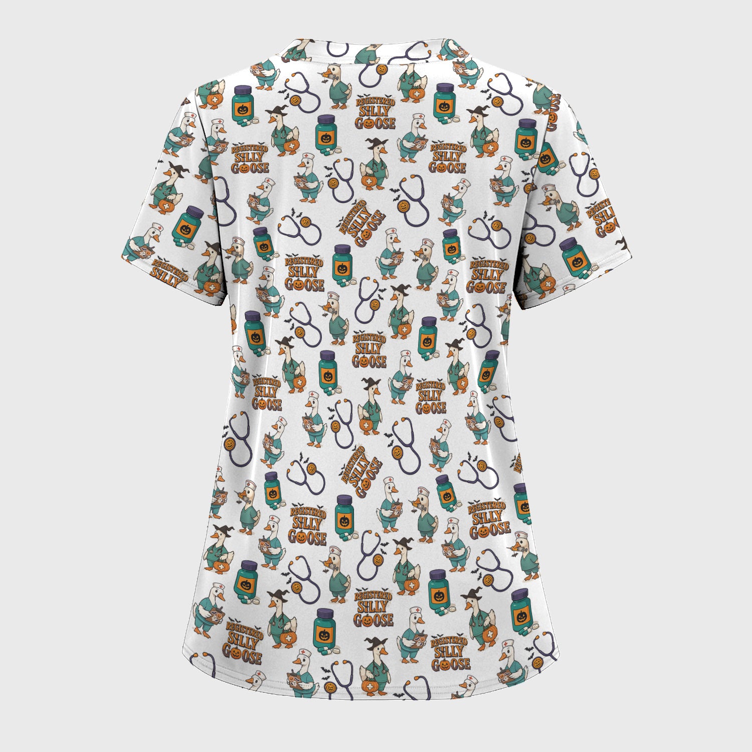 Personalized Funny Nurse Scrub - Medical Shirt with Silly Goose Pattern - Gift for RN LPN CNA