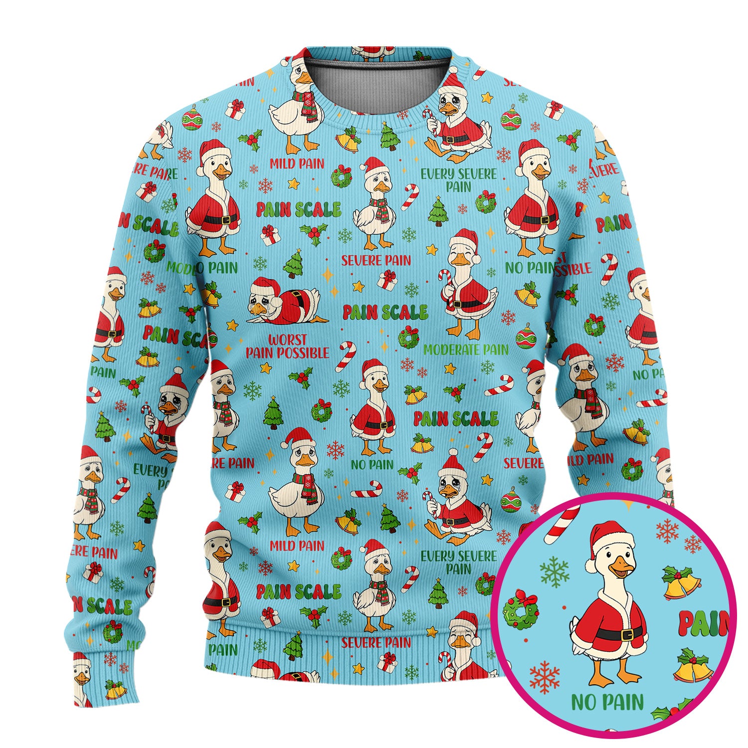 Christmas Nurse Scrub Set - Funny Goose Pain Scale Pants and V Neck Top - Cute Holiday Medical Uniform for RN LPN CNA