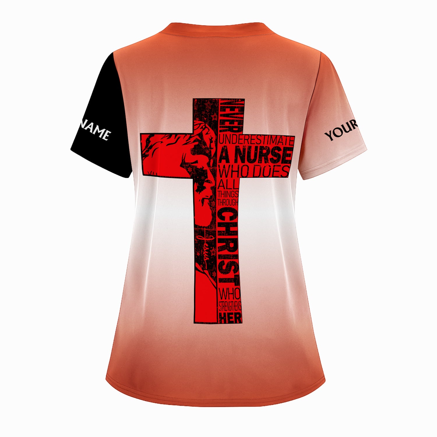 Christian Nurse Scrub with Custom Name - Never Underestimate a Nurse - Gift for RN LPN CNA Nursing Staff