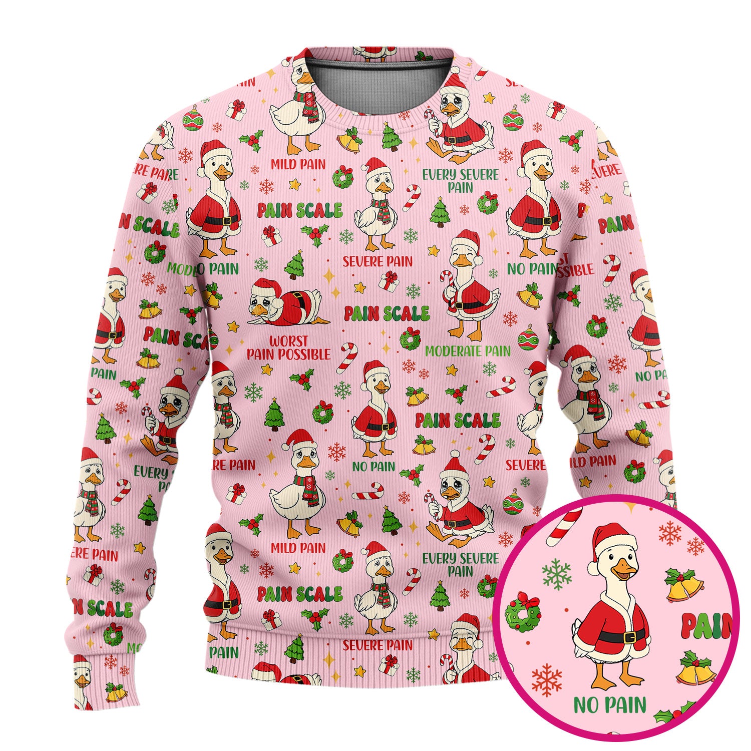 Christmas Nurse Scrub Set - Funny Goose Pain Scale Pants and V Neck Top - Cute Holiday Medical Uniform for RN LPN CNA