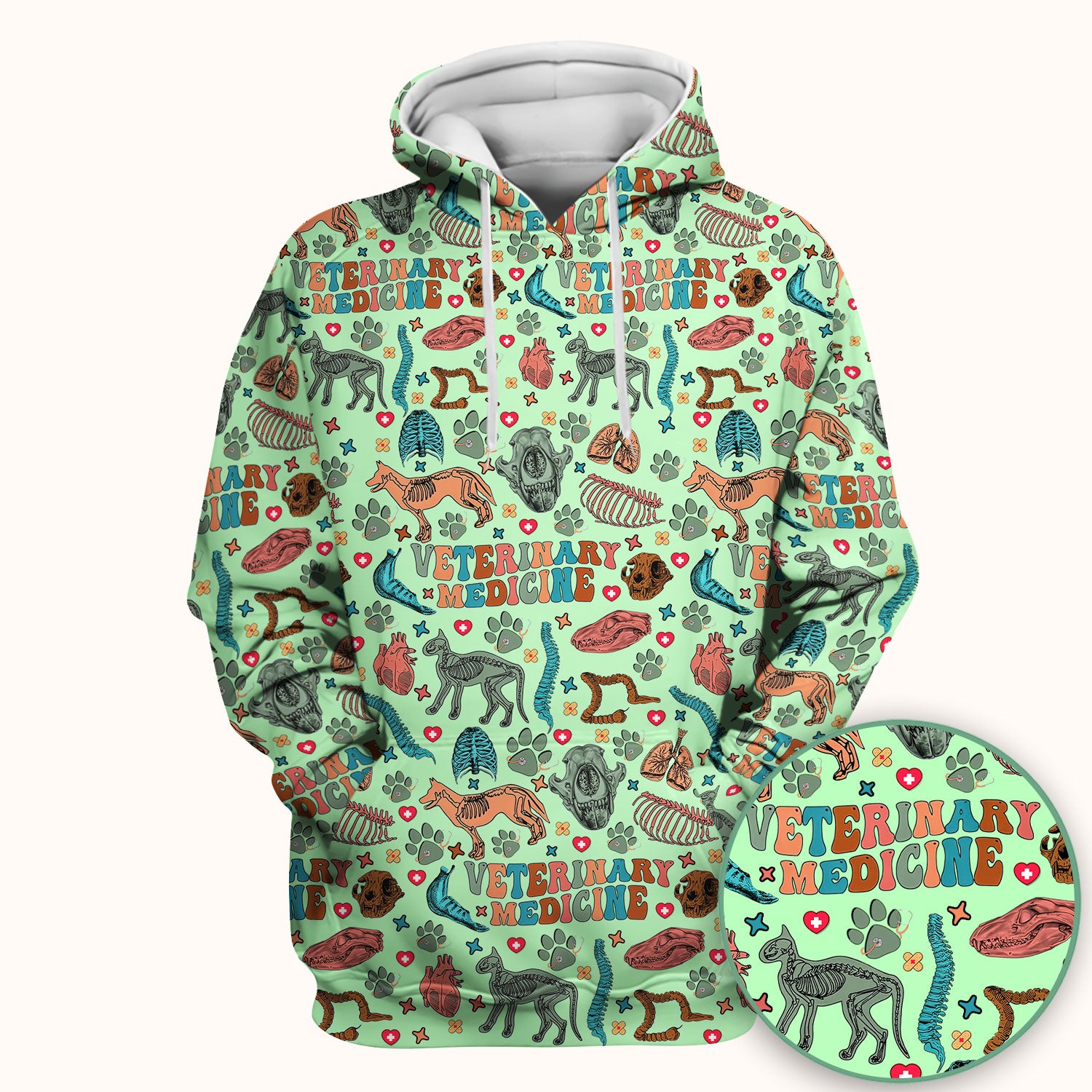Vet Tech Scrub Top - Veterinary Medicine Pattern - Animal Medical Uniform for Women Nurse Gift