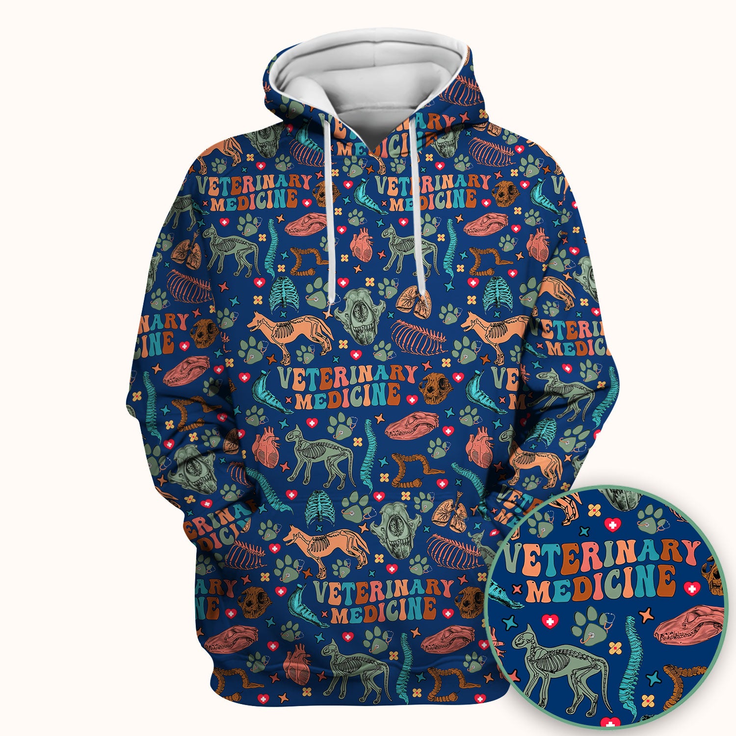Vet Tech Scrub Top - Veterinary Medicine Pattern - Animal Medical Uniform for Women Nurse Gift