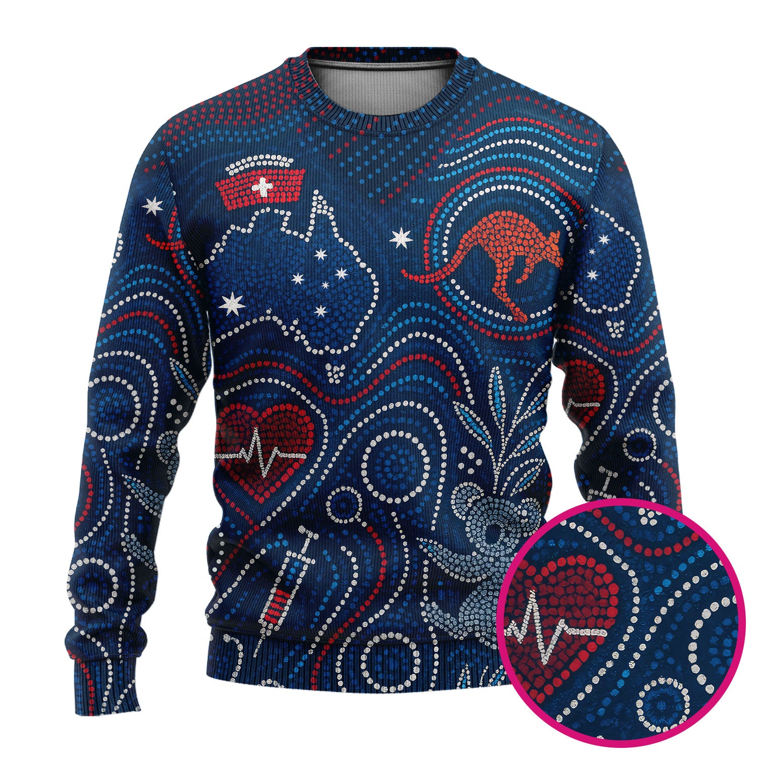 Aboriginal Dot Art Nurse Scrub Set, Australian Kangaroo With Koala Pattern Shirt,  Breathable Fabrics Nursing Uniform