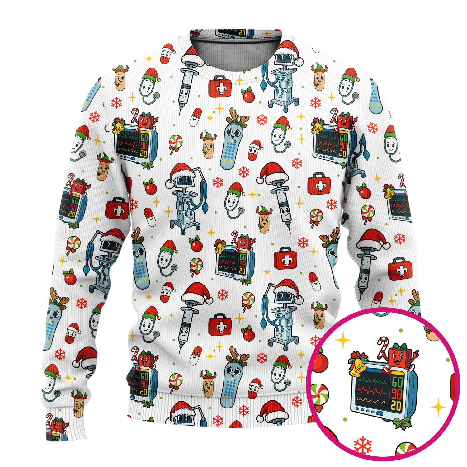 Christmas Nurse Scrub Set - Funny Robot and Reindeer Pattern Medical Scrubs - Cute Holiday Matching Set for Women Nurses