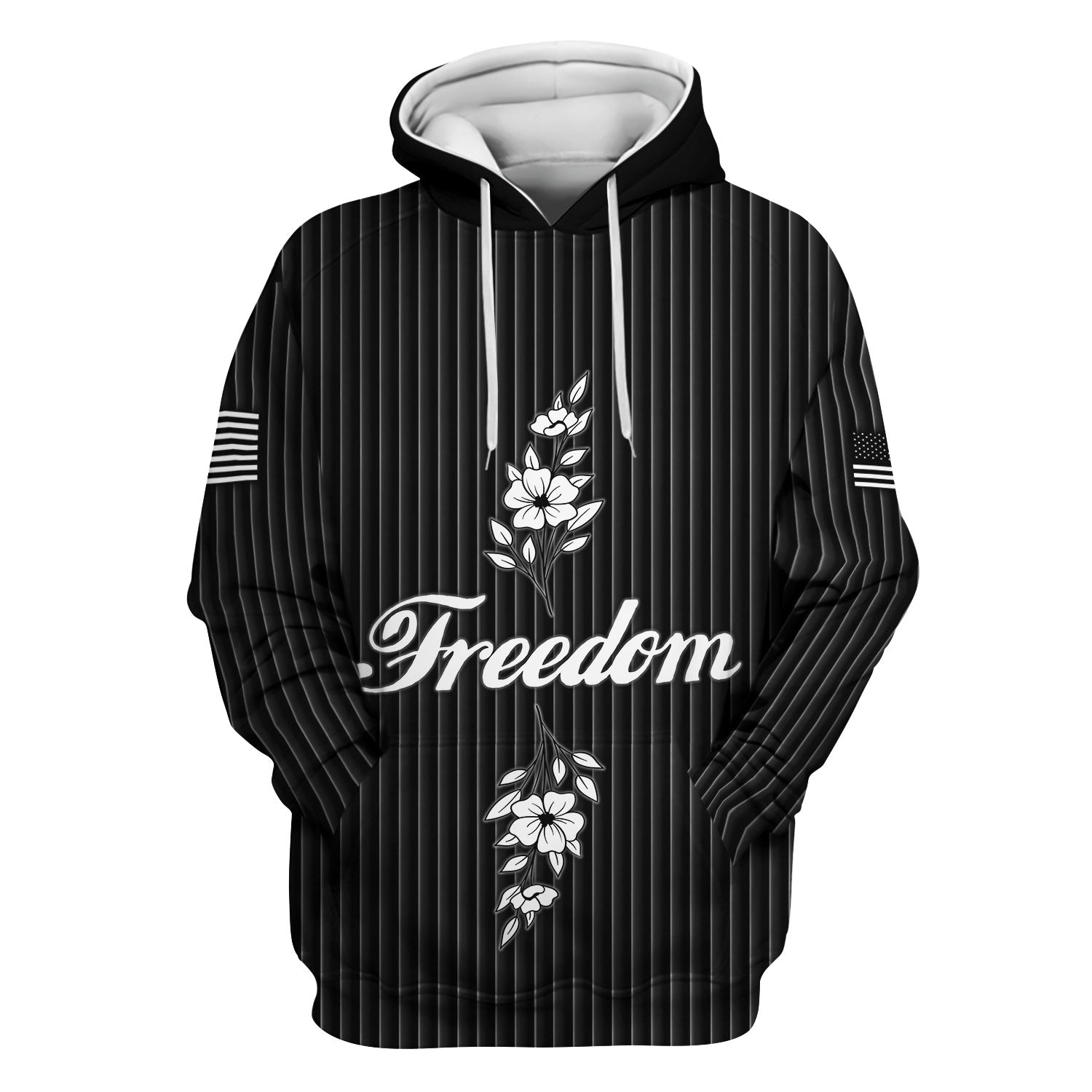 Freedom Shirt Women Scrub Top - Minimalist Floral Medical Uniform - Elegant White Stripe Nursing Gift for RN LPN CNA