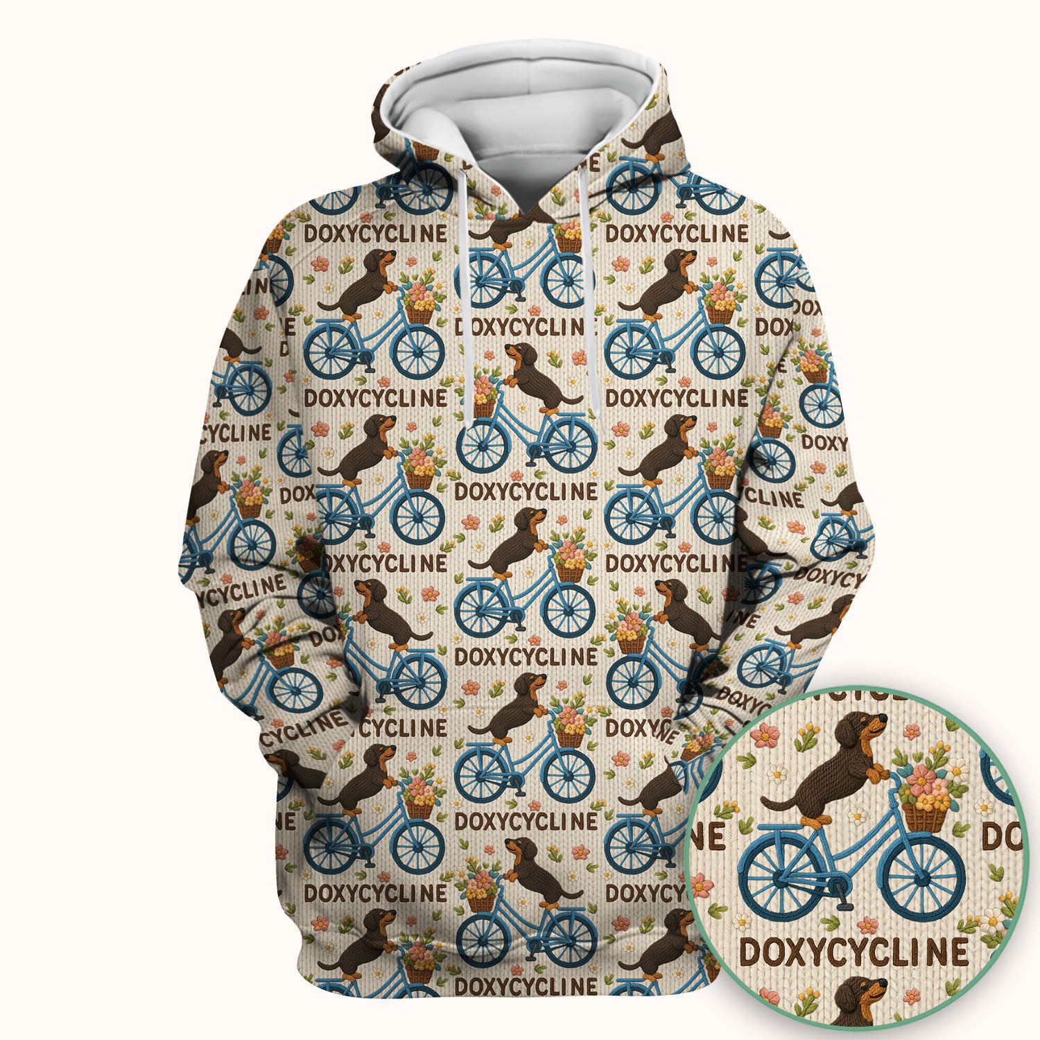 Doxycycline Pharmacy Pun Scrub Top - Dachshund on Bicycle Pharmacists Shirt - Veterinary Technicians Gift