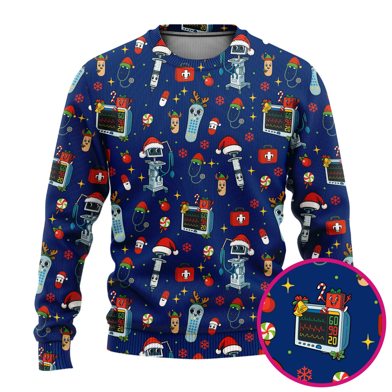 Christmas Nurse Scrub Set - Funny Robot and Reindeer Pattern Medical Scrubs - Cute Holiday Matching Set for Women Nurses