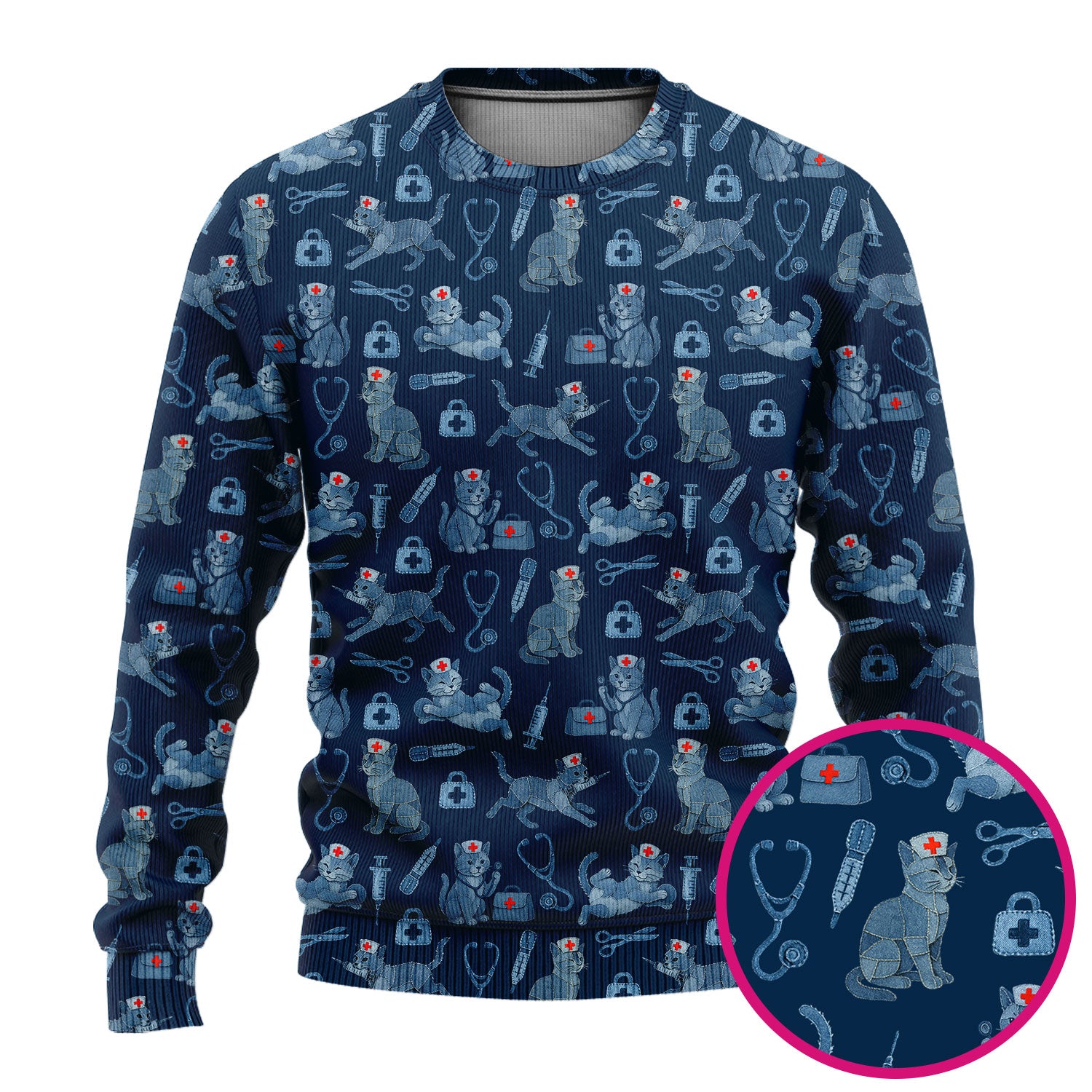 Cute Cat Scrubs for Women - Funny Kitty Pattern Scrub Top & Pants - Playful Nurse Scrubs with Charming Cat Print for Healthcare Workers