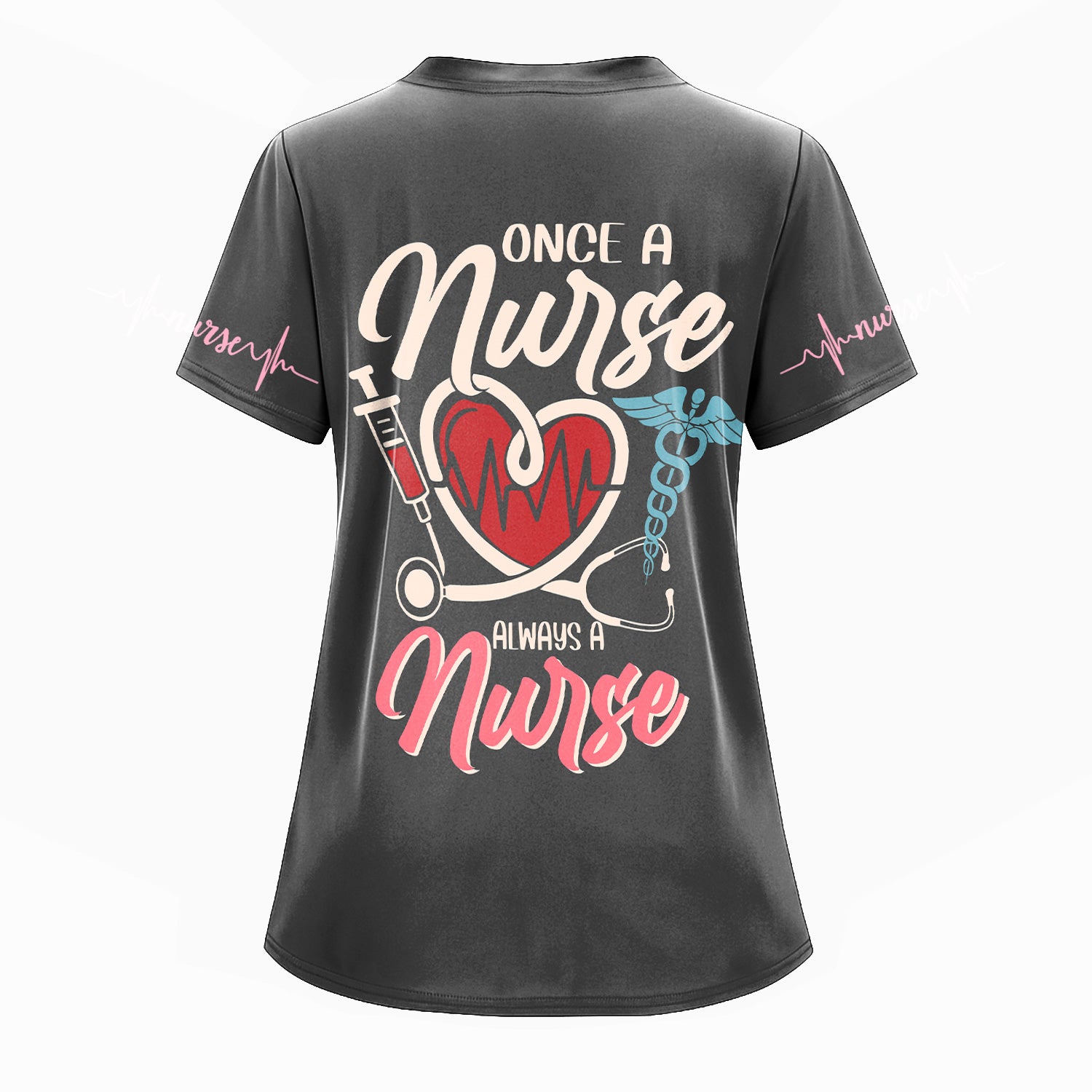 Personalized Nurse Life Shirt - Cute Pink Scrub Top Design with Medical Tools - Gift for RN LPN CNA Women