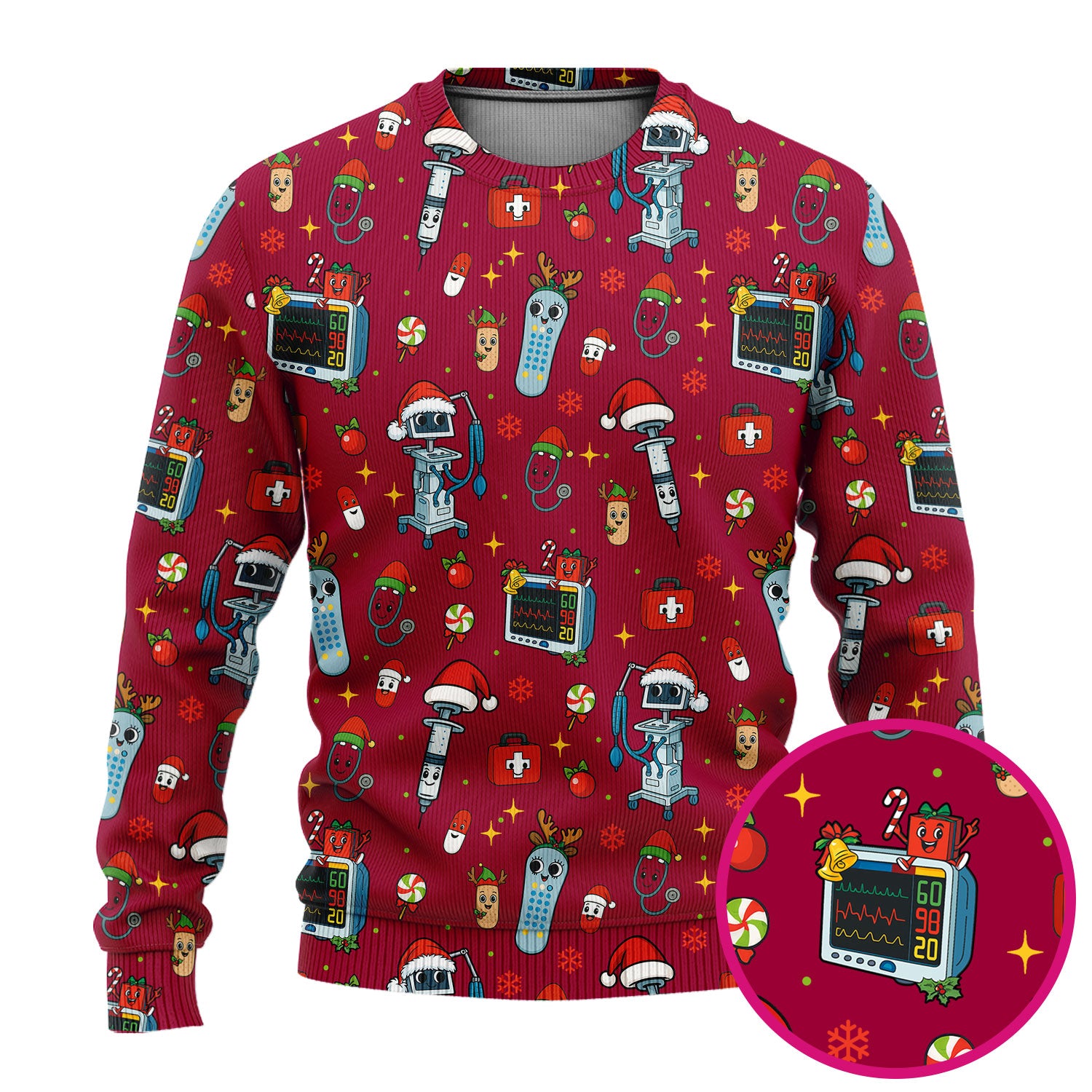 Christmas Nurse Scrub Set - Funny Robot and Reindeer Pattern Medical Scrubs - Cute Holiday Matching Set for Women Nurses