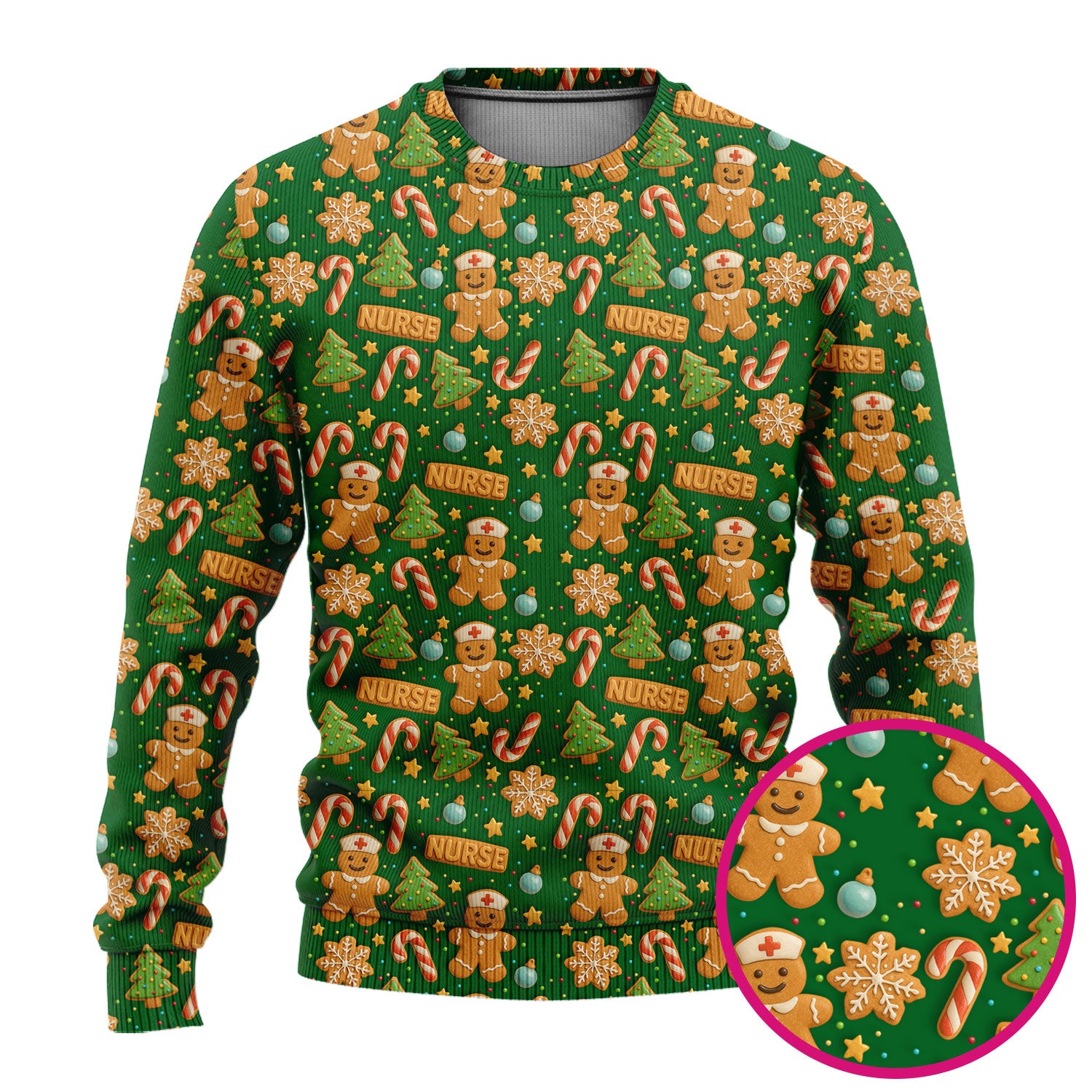 Cute Gingerbread Christmas Scrubs for Women - Holiday Cookie Pattern Scrub Top & Pants - Festive Christmas Scrubs with Charming Design