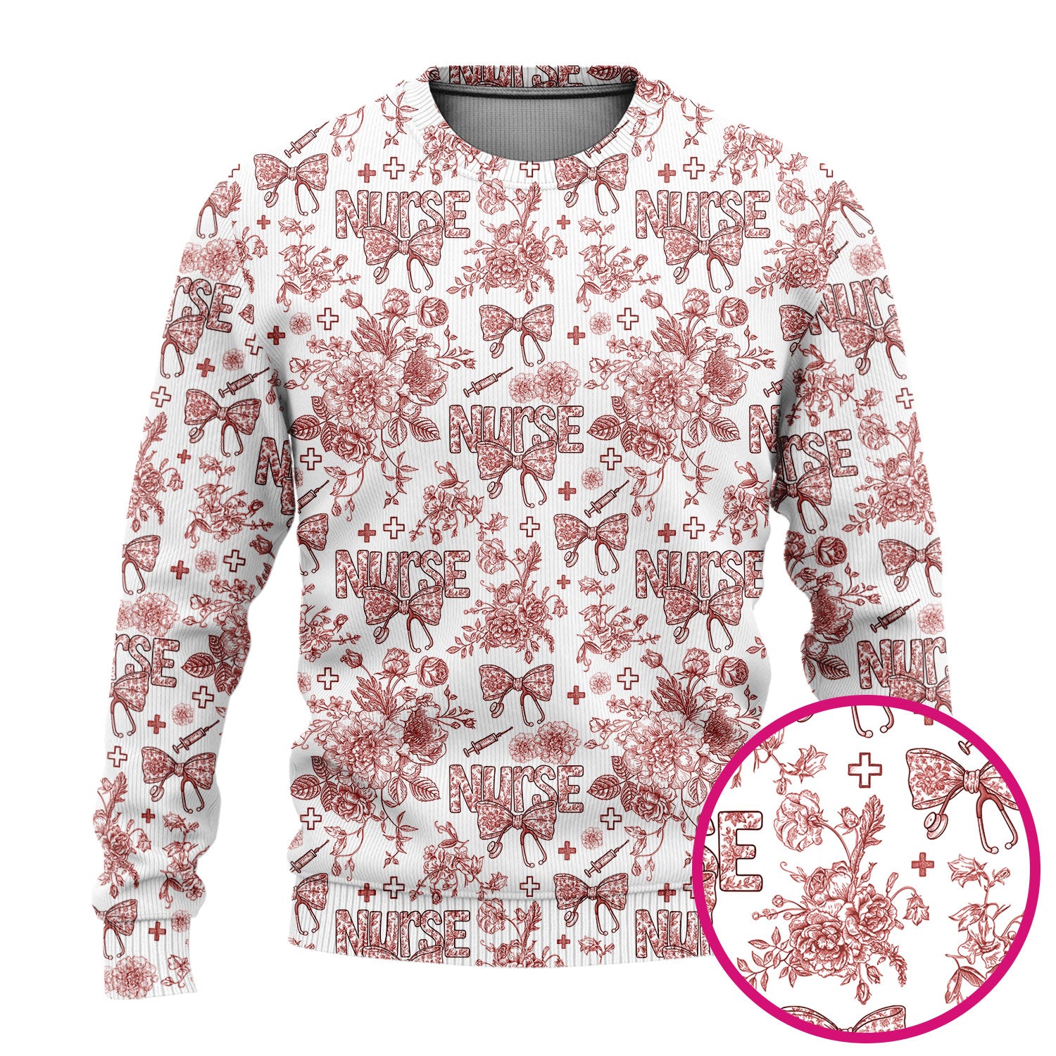Toile de Jouy Nurse Scrub Set - Elegant Floral Pattern Scrubs for Women - Stylish Flower Medical Scrubs Gift for Healthcare Workers