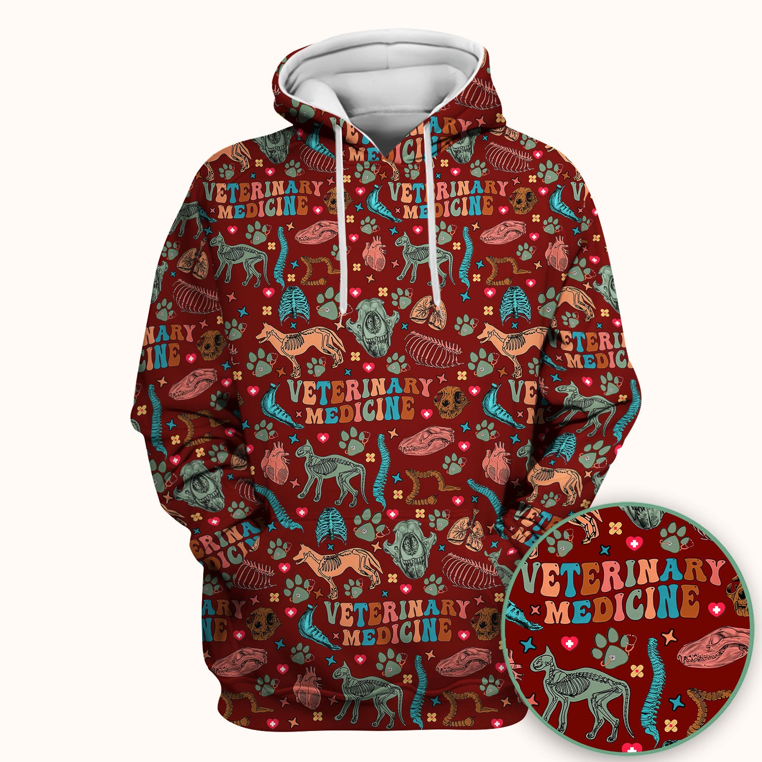 Vet Tech Scrub Top - Veterinary Medicine Pattern - Animal Medical Uniform for Women Nurse Gift