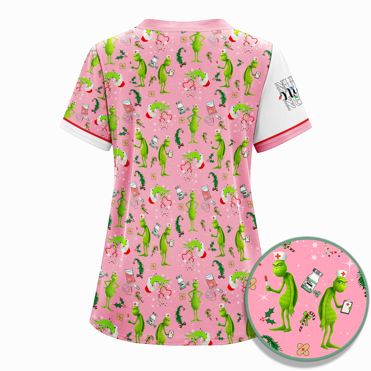 Personalized Grinch Nurse Scrub Top - Funny Christmas Scrub Shirt Multi Color - Feeling Extra Grinchy Today Holiday Nursing Gift