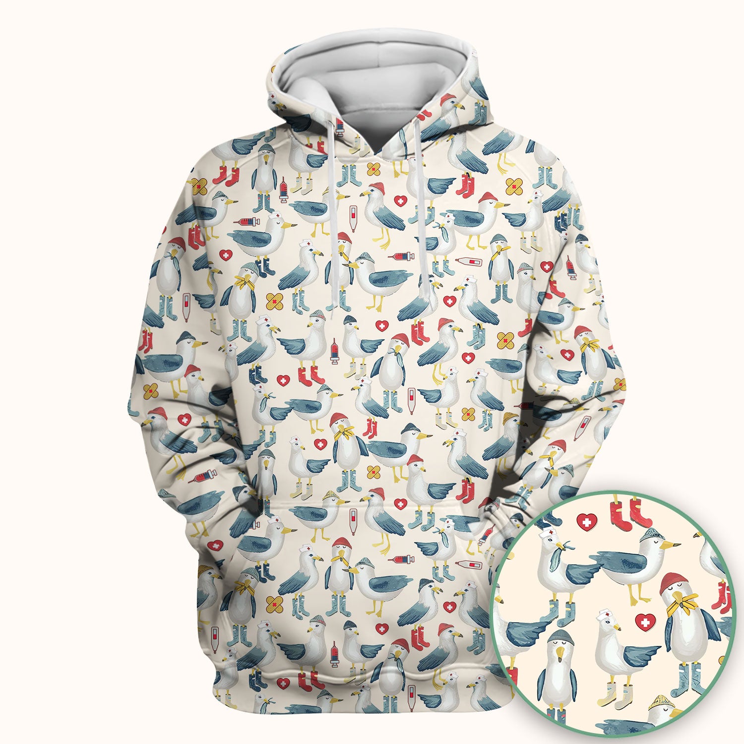 Seagull Scrub Top for Nurses - Adorable Birds Medical Uniform - Funny Shirt for RN CNA LPN