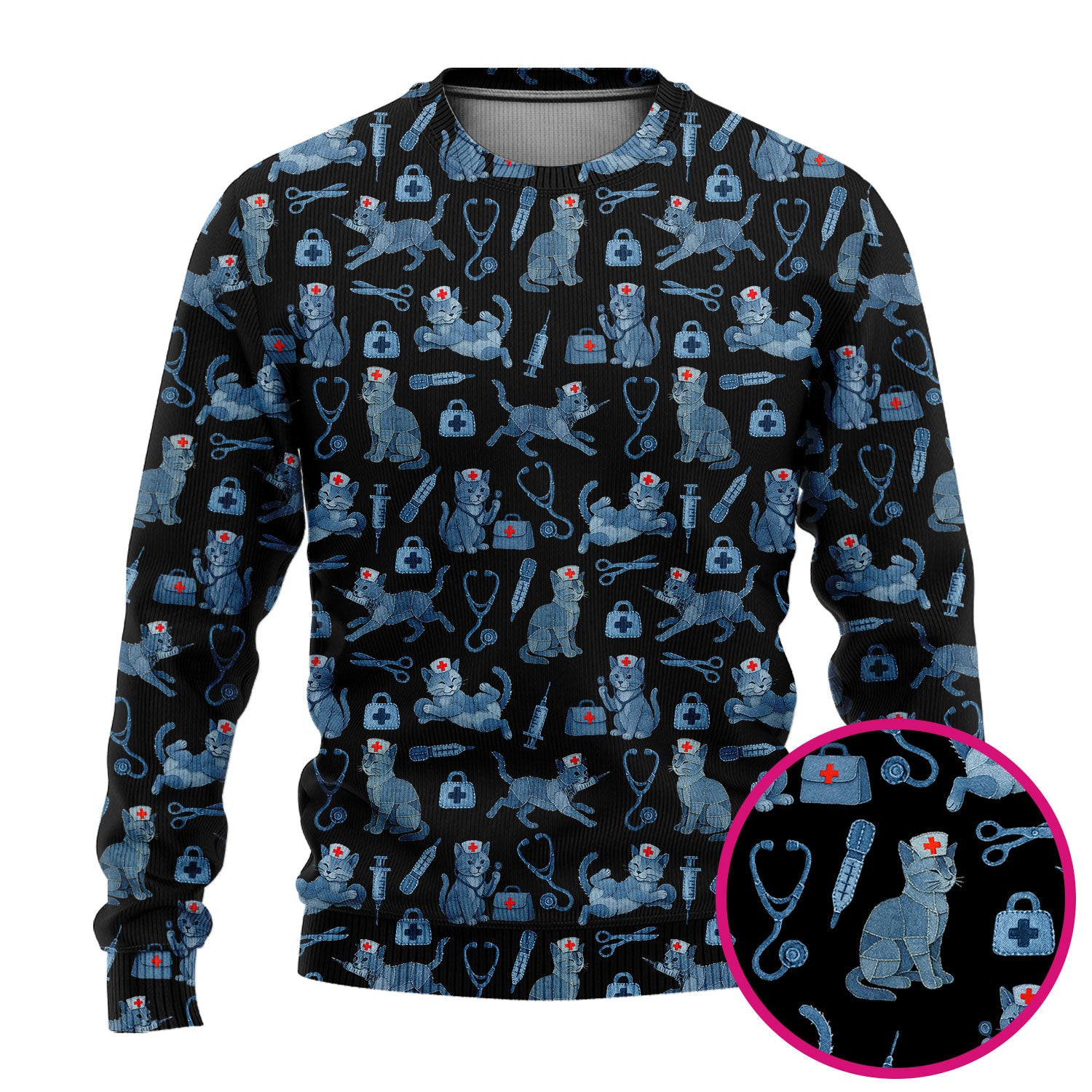 Cute Cat Scrubs for Women - Funny Kitty Pattern Scrub Top & Pants - Playful Nurse Scrubs with Charming Cat Print for Healthcare Workers