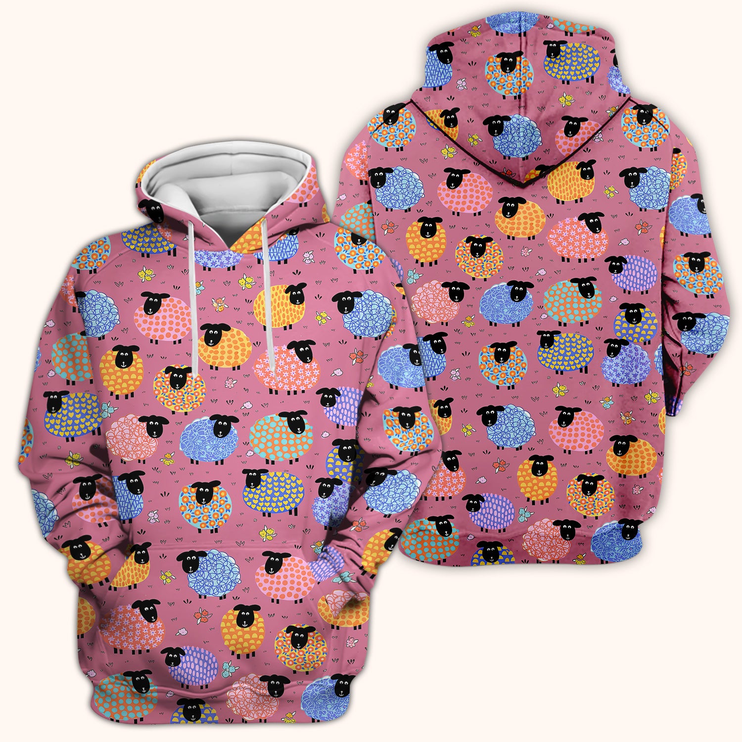 Funny Colorful Sheep Pattern Scrub Top, Comfortable Scrubs for Nurses