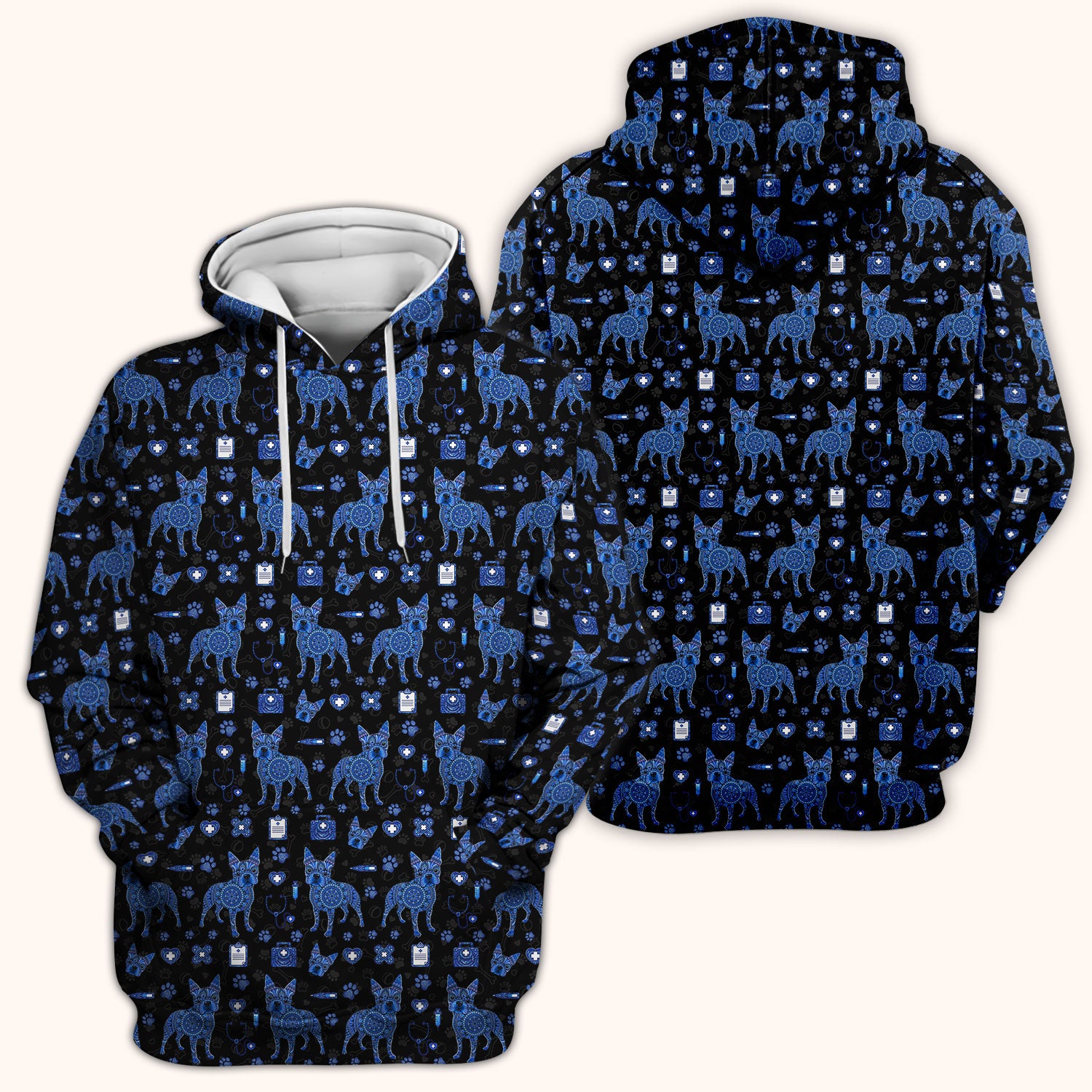 Blue Heeler Australian Cattle Dog Scrub Top, Australia Dot Art Pattern Shirt, Breathable Fabrics Nursing Uniform