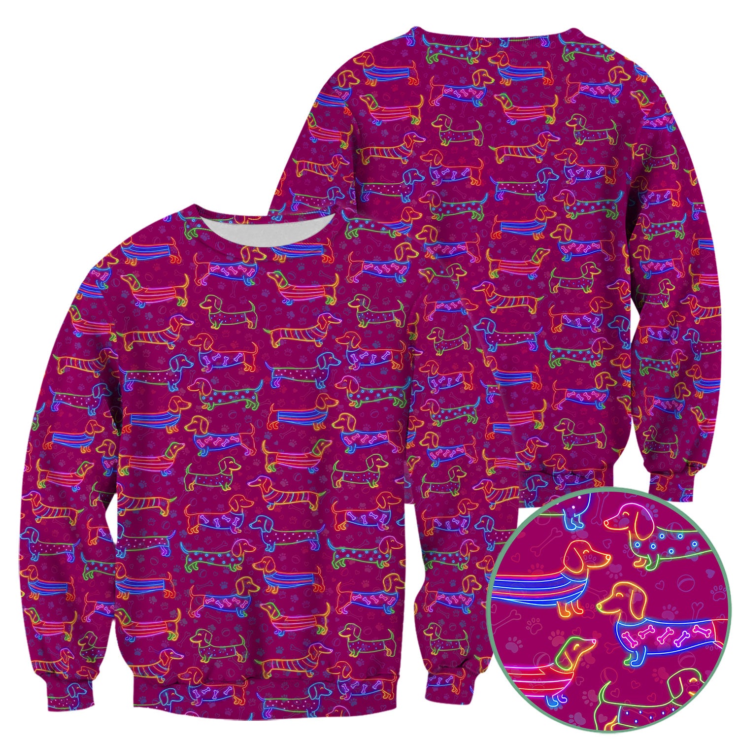 Cute Dachshund Scrub Top for Women – Neon Sausage Dog Nursing Shirt – Funny Colorful Wiener Dog Gift for RN CNA LPN
