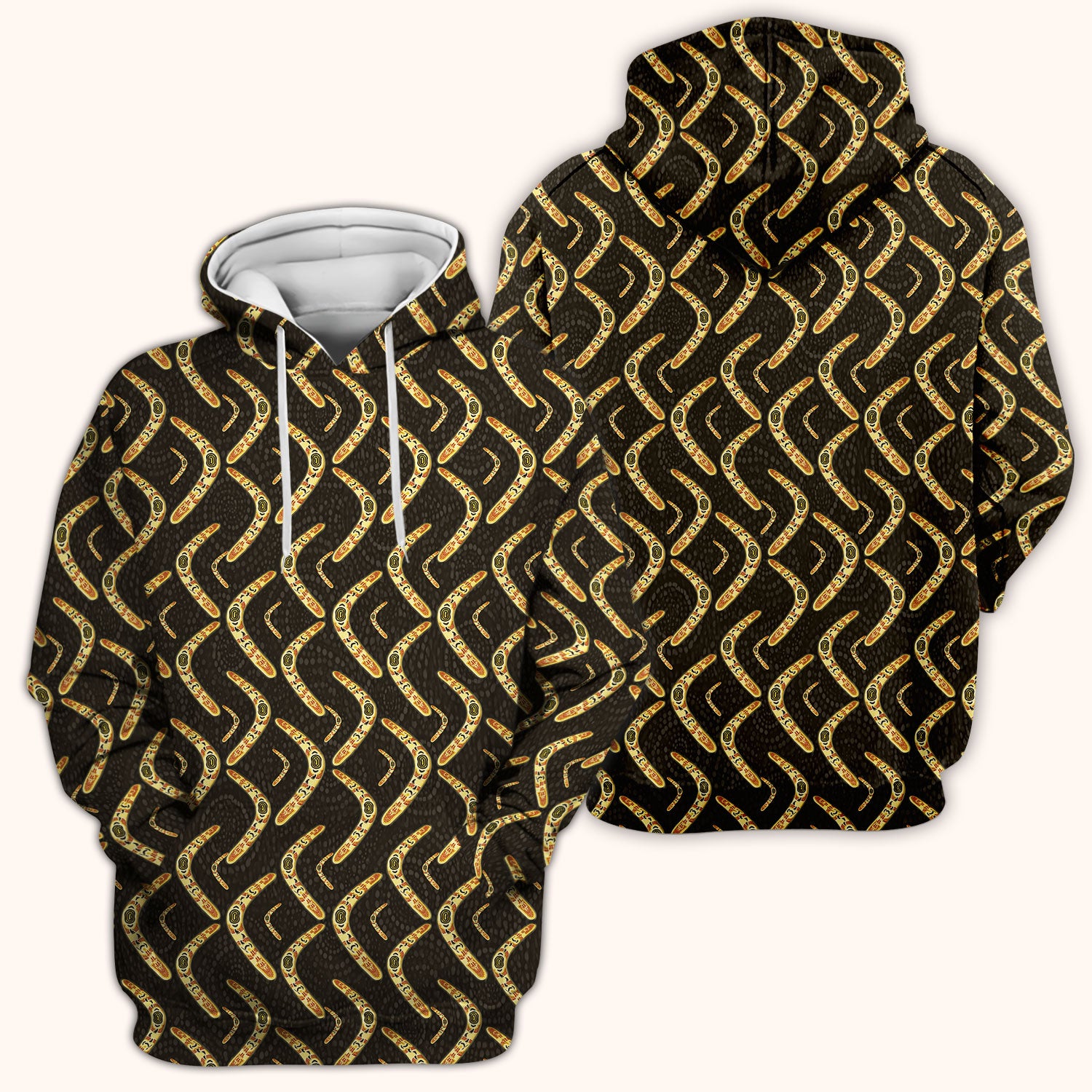Aboriginal Boomerang Pattern Nurse Scrub Top, Breathable Fabrics Nursing Uniform