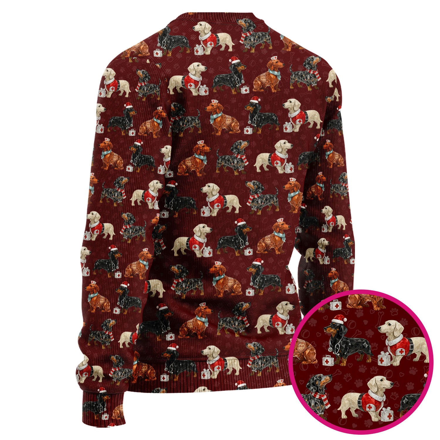 Funny Dachshund Christmas Nurse Ugly Sweater, Holiday Dog Medical Pullover For Nursing