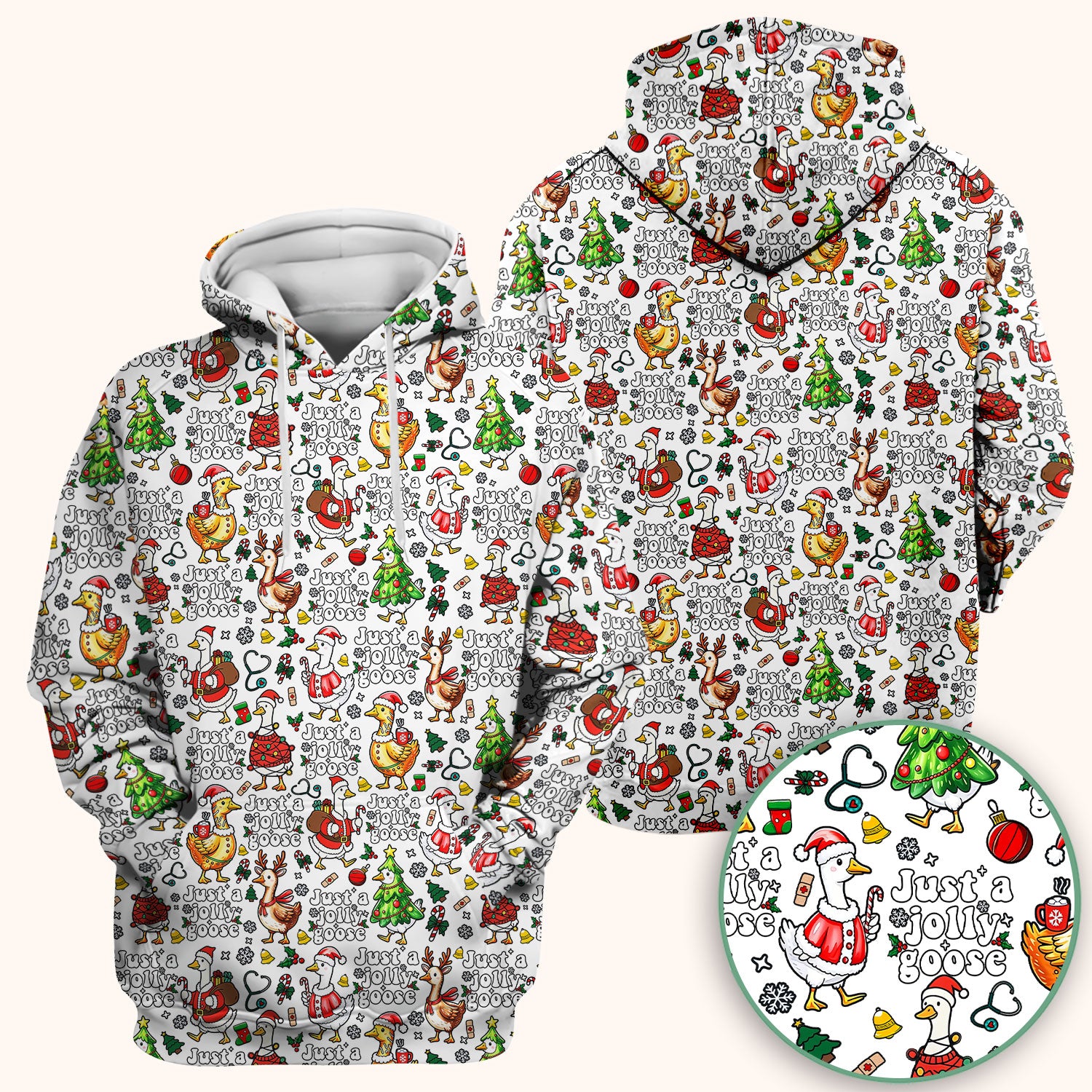 Just a Jolly Goose Funny Christmas Scrub Top - Holiday Medical Uniform for Nurse - Santa Goose Shirt Gift for Women