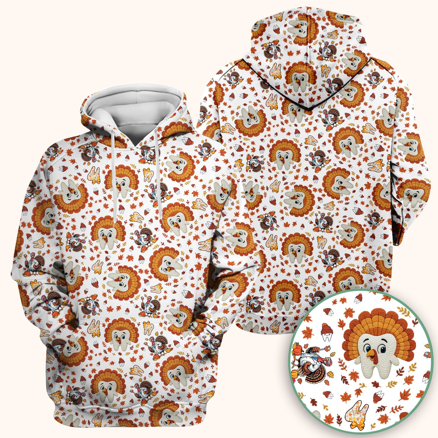 Funny Thanksgiving Tooth Scrub Top - Cute Turkey Dental Nurse Shirt - Fall Medical Uniform for Hygienists & Nurses