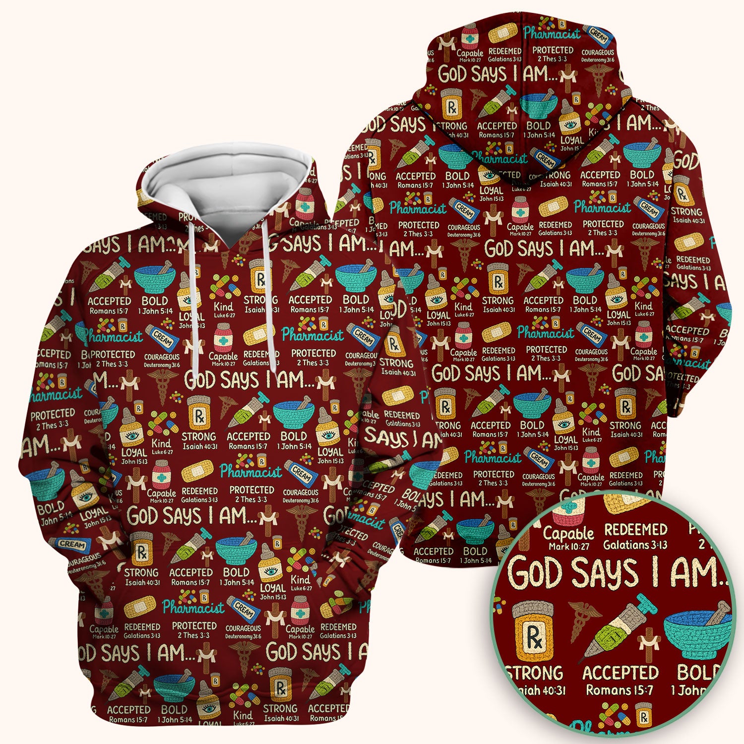 God Says I Am Pharmacist Scrub Top - Christian Pharmacy Scrubs for Women - Faith Inspired Medical Uniform - Bible Verse Nurse Shirt