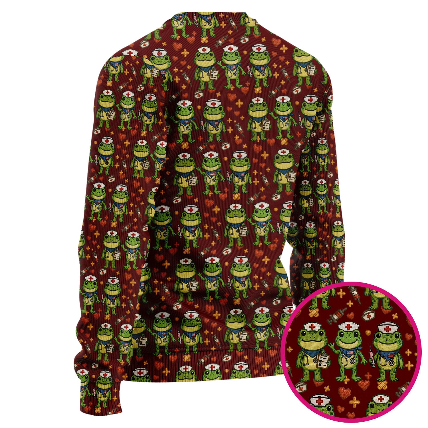 Frog Pattern Ugly Sweater, Cute Frog Sweater, Gift For Nursing