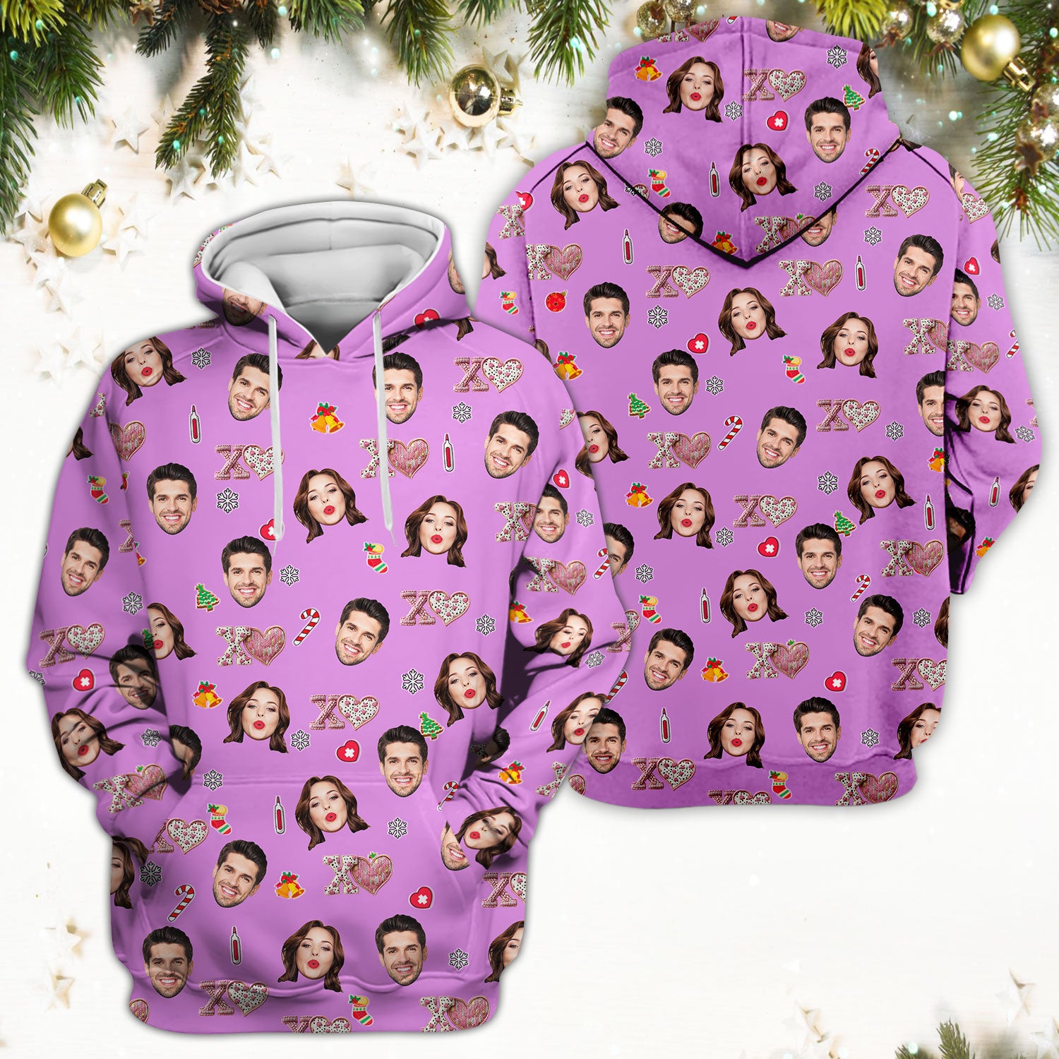 Custom Face Pattern XOXO Scrub Shirt, Personalized Photo Scrub Top, Breathable Fabrics Nursing Uniform