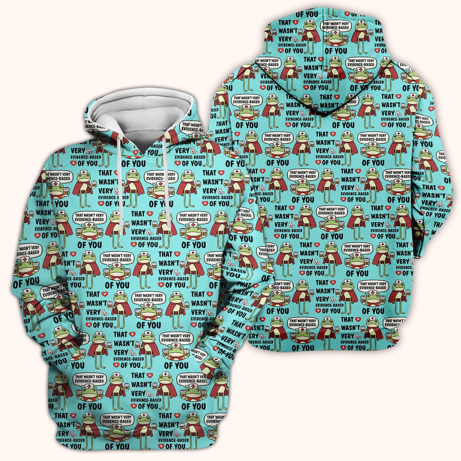 Funny Frog Nurse Quote Medical Pattern Scrub Top, Breathable Fabrics Nursing Uniform