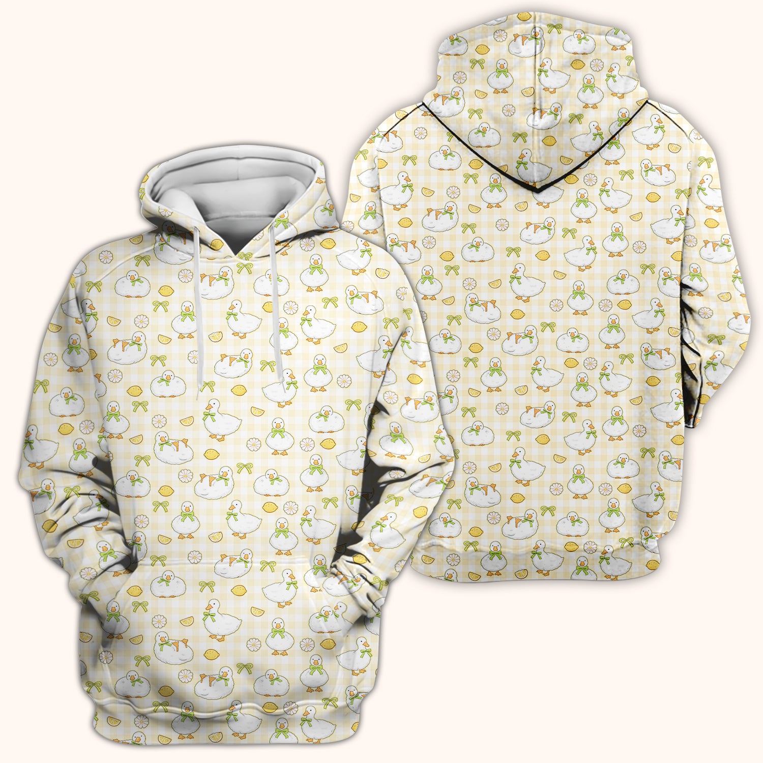 Adorable Ducks Lemon Daisy Pattern Scrubs Top, Comfortable Scrubs for Nurses